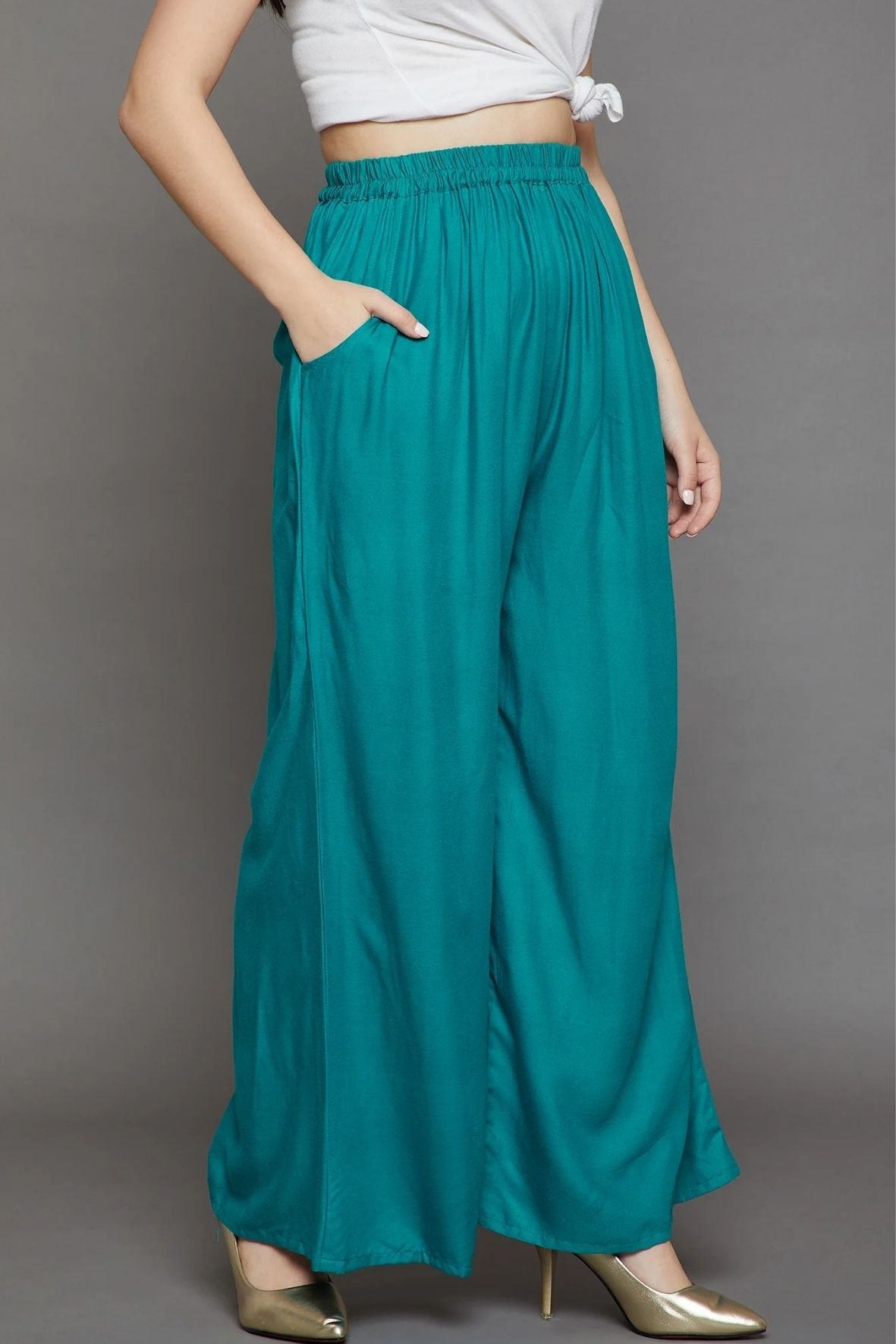Black Plain Rayon Palazzo