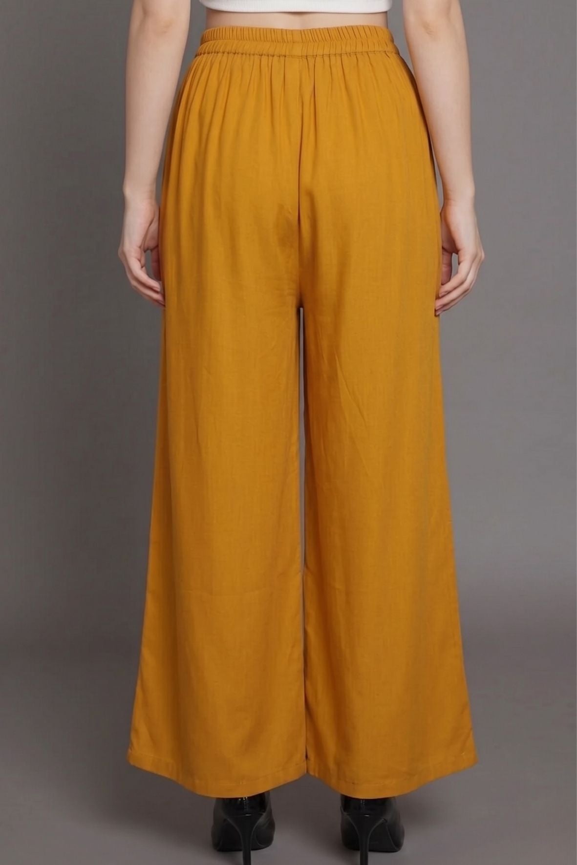 Mustard Plain Rayon Palazzo