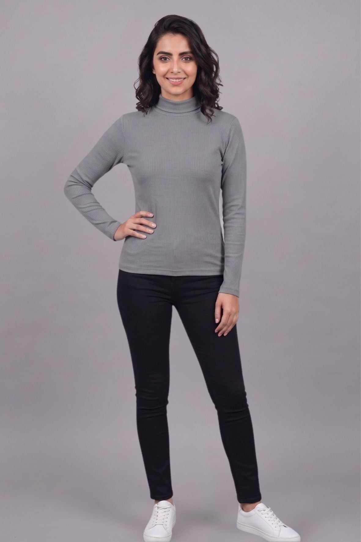 Brown Hi-Neck Crop Top for Women