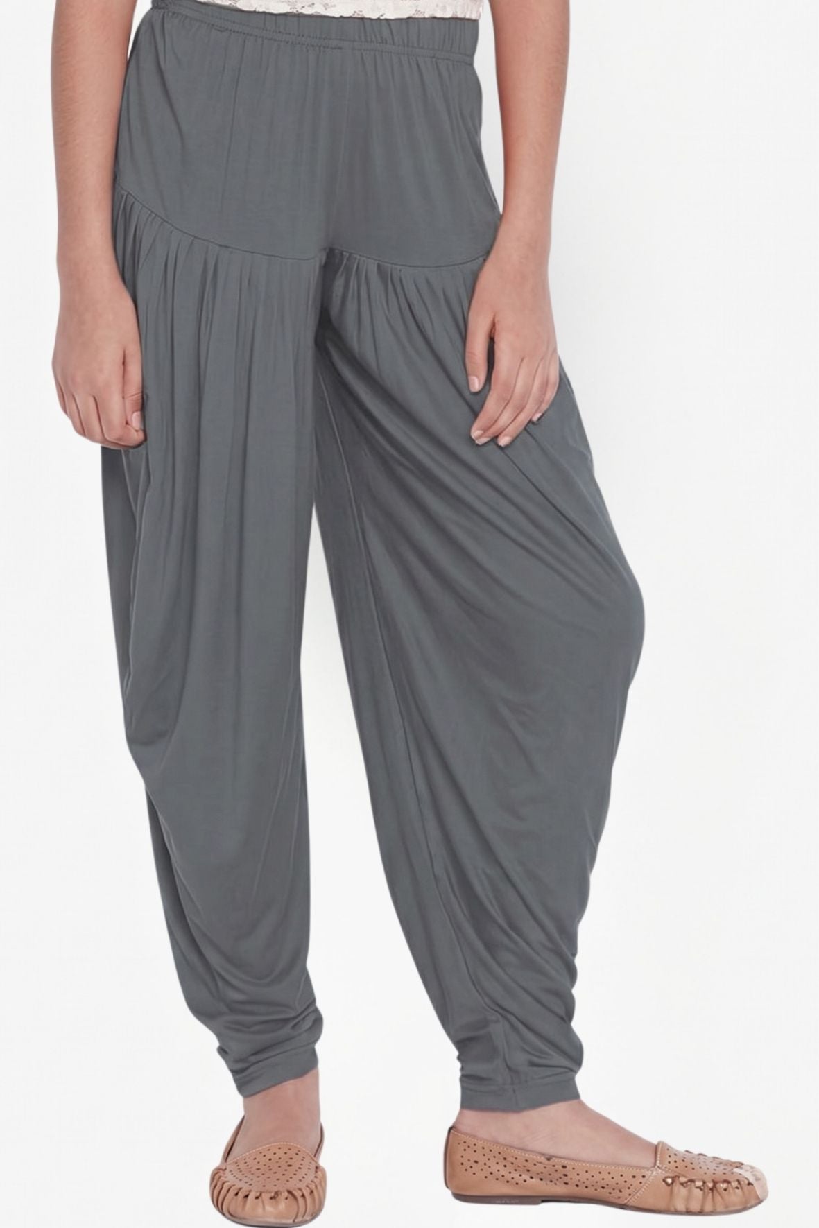 Grey Viscose Dhoti Pants