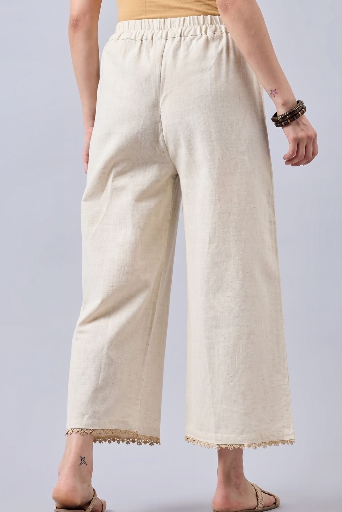Cotton Palazzo With Skin Lace Detailing