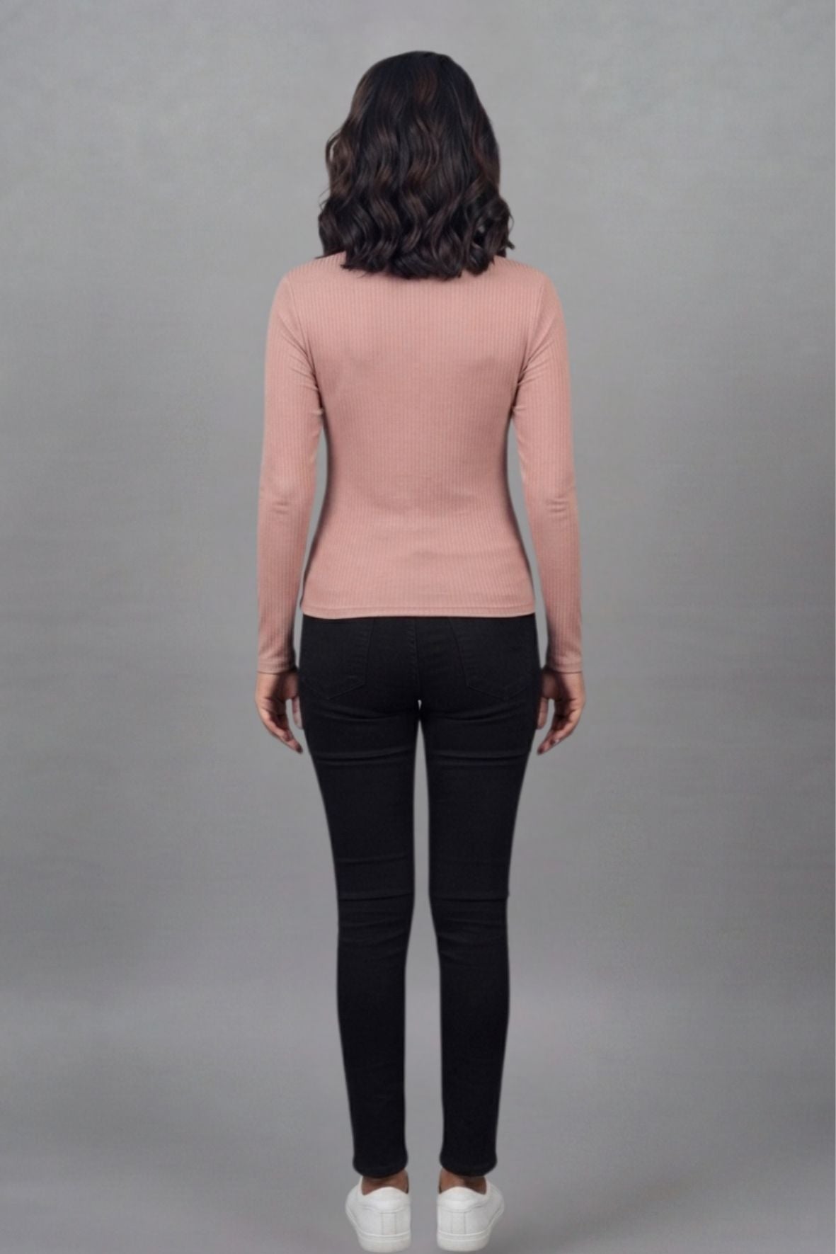 Peach Hi-Neck Crop Top for Women