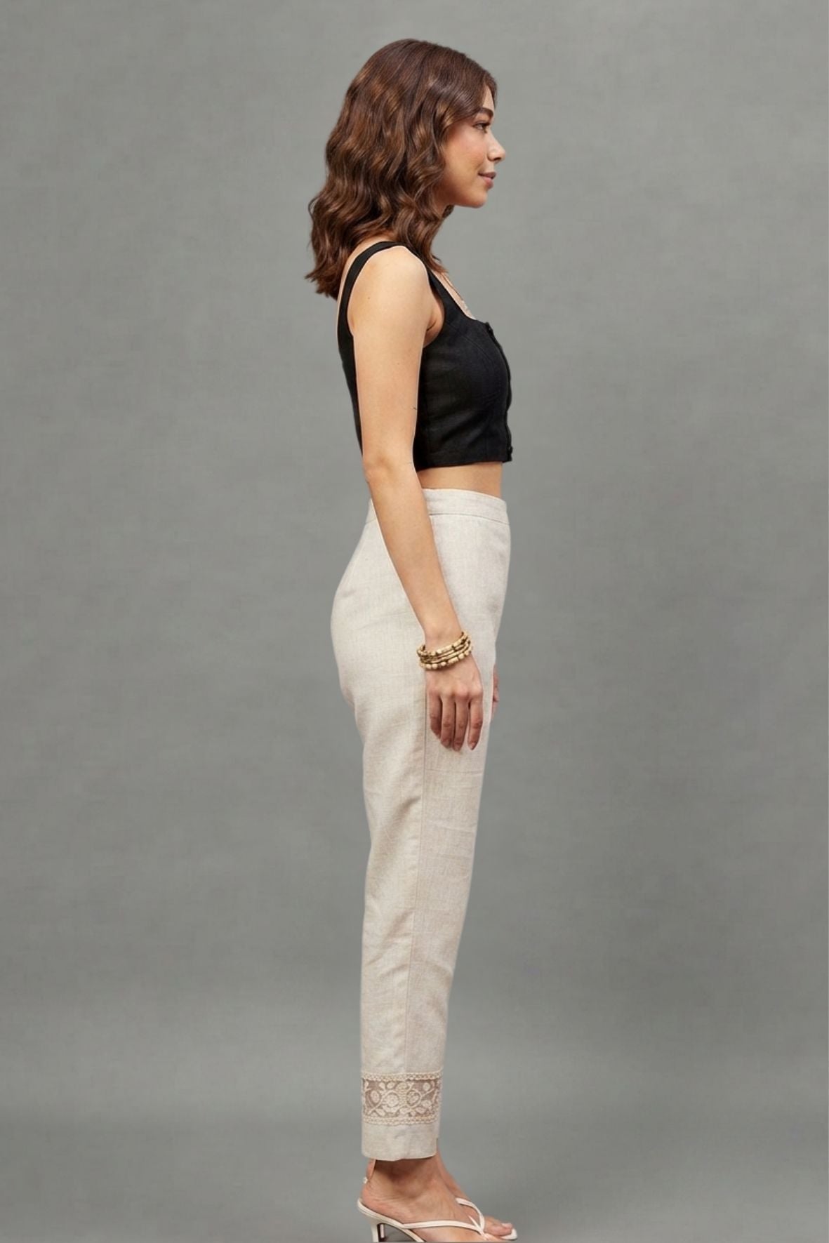 Ivory Blossom Cotton Flex Lace Pants