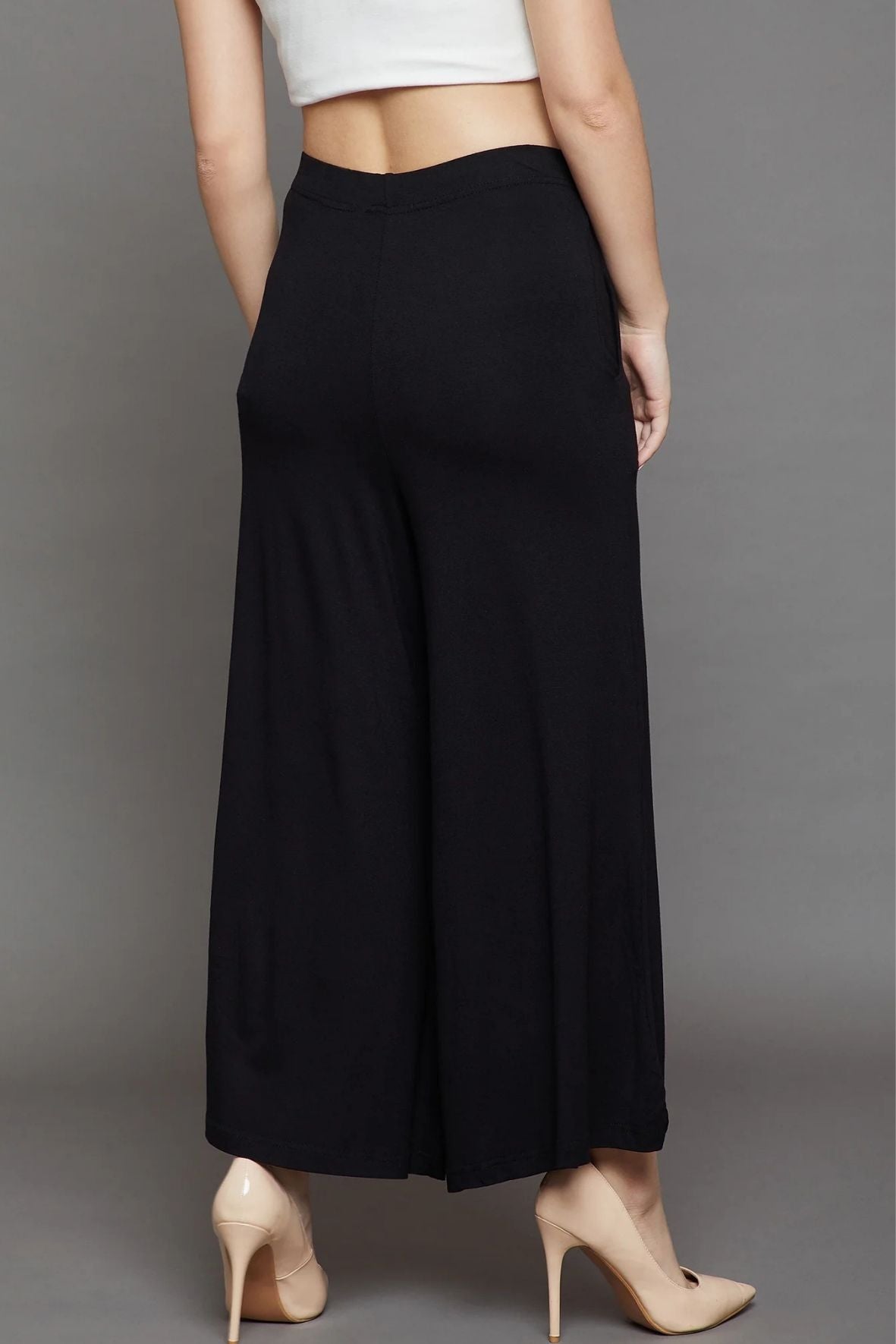 Black Plain Viscose Palazzo
