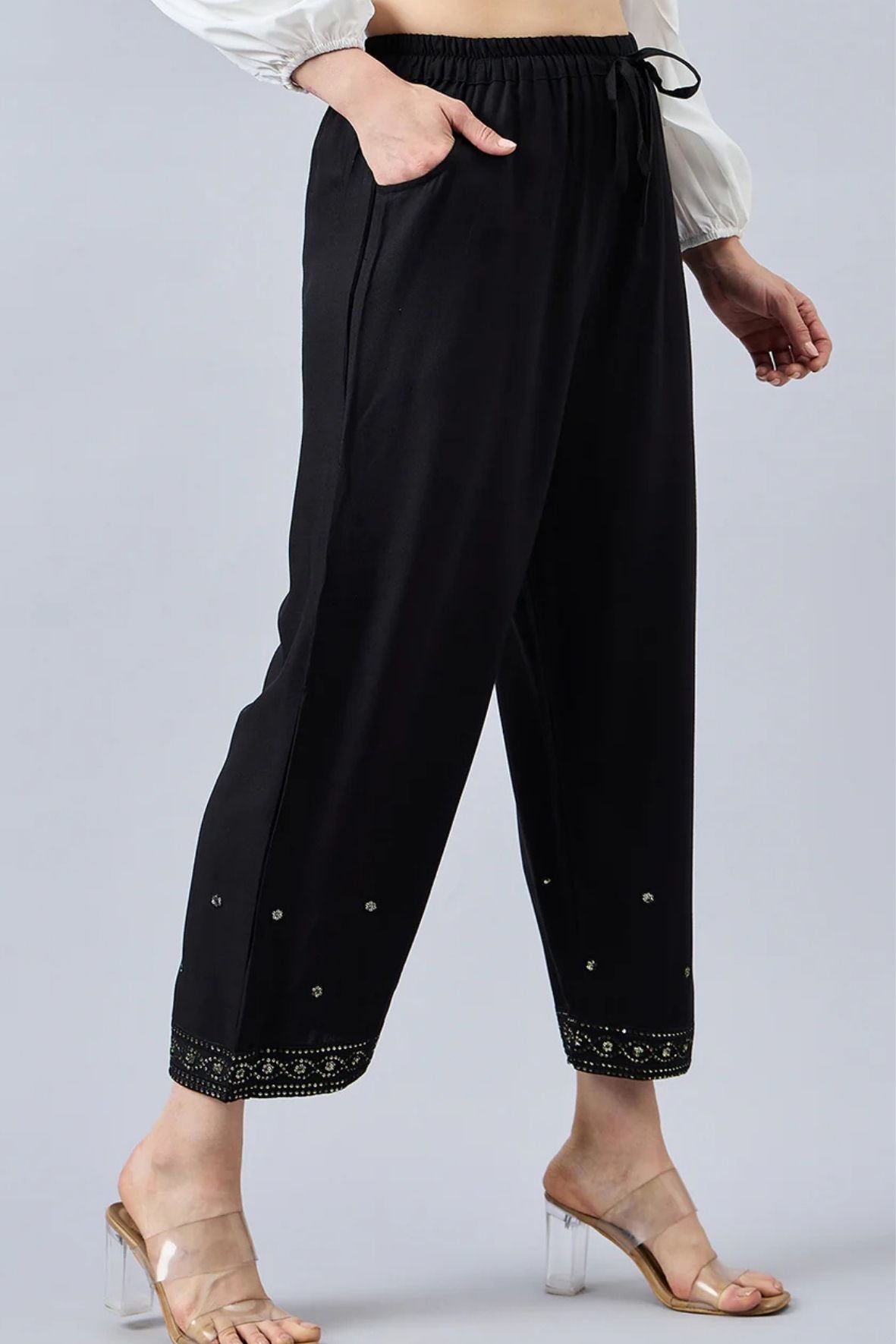 Black Embellished Palazzo