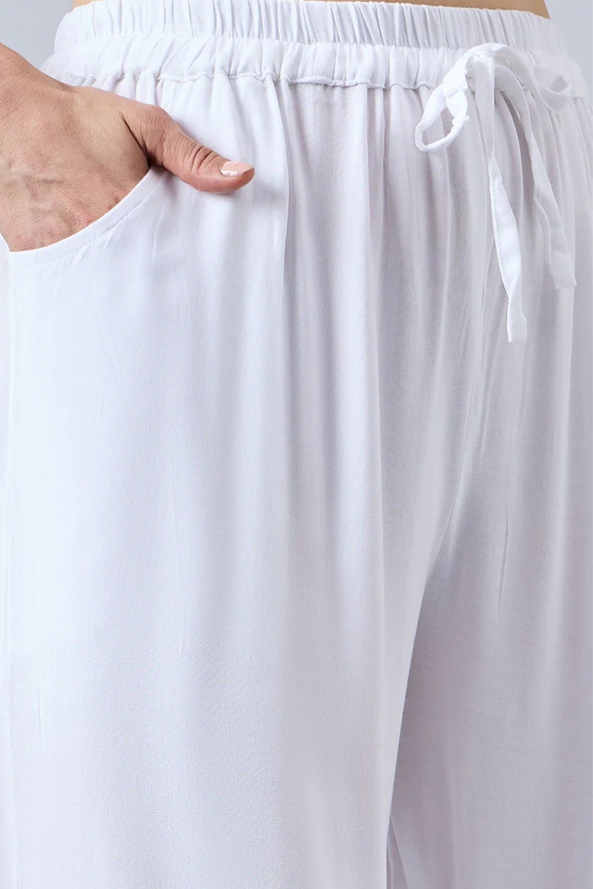 White Embellished Palazzo