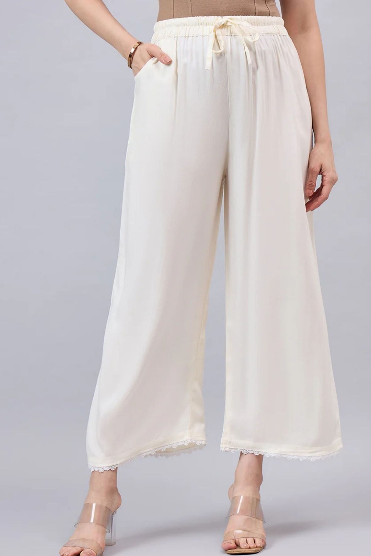 Off-White Lace Palazzos