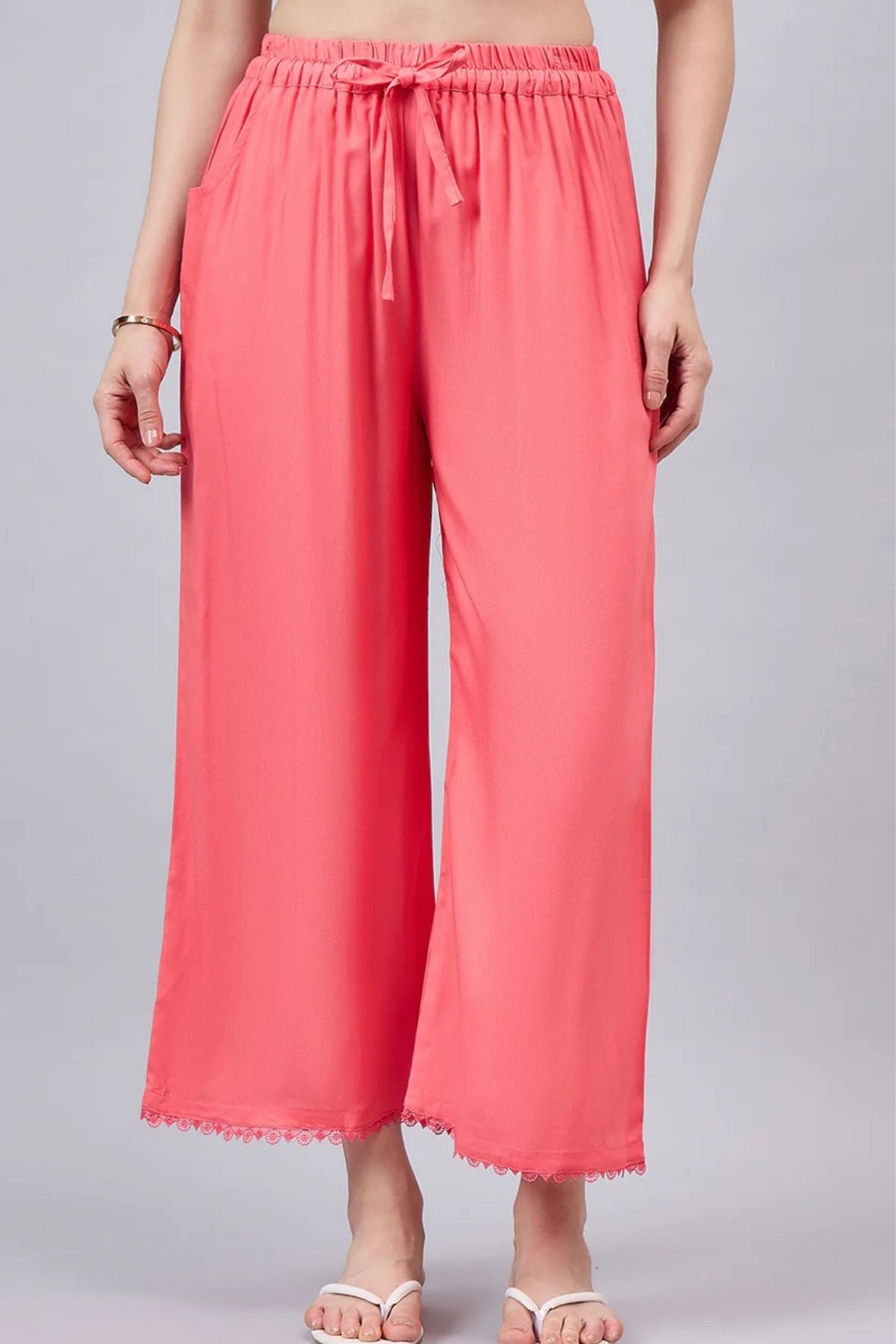 Peach Lace Palazzos