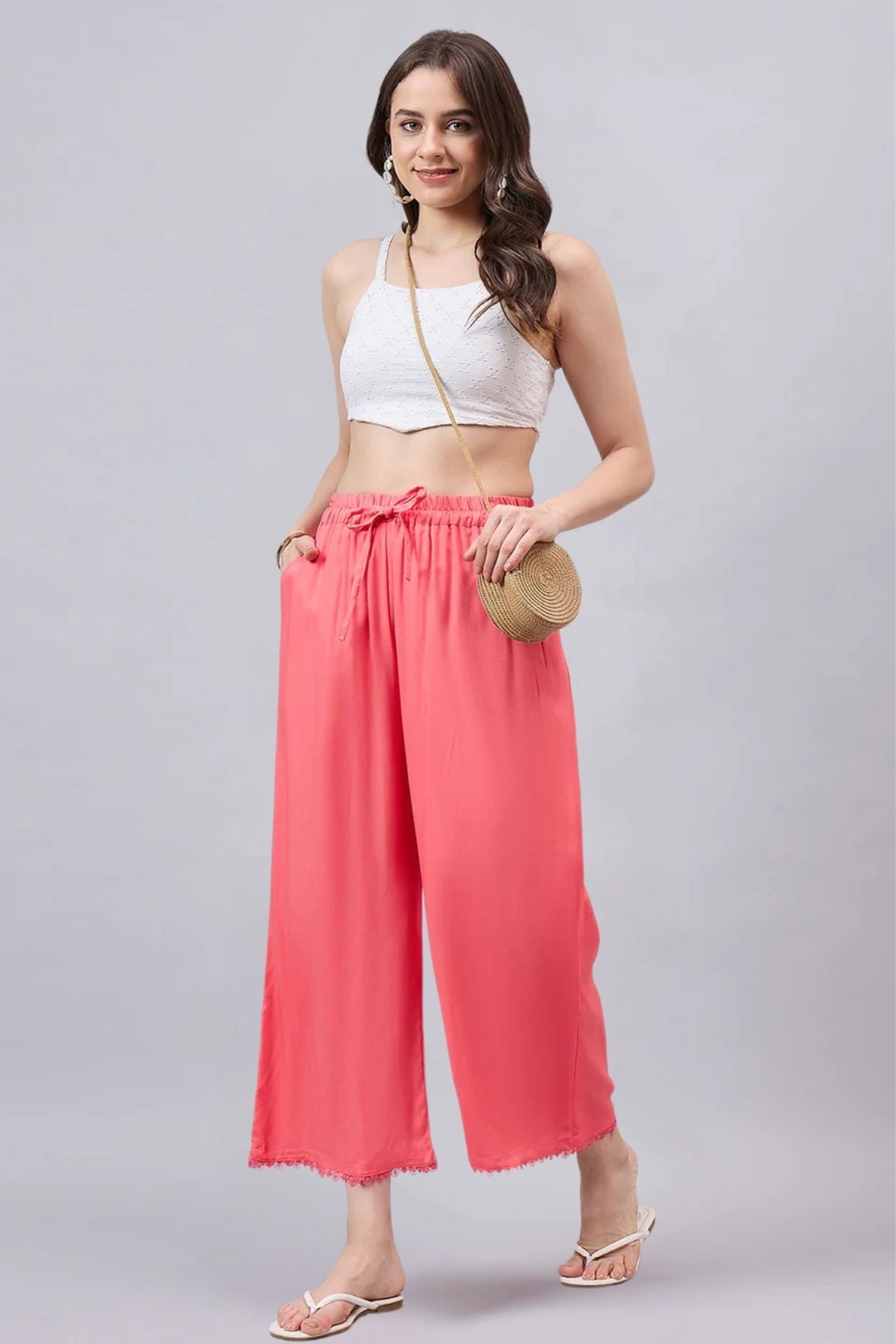 Peach Lace Palazzos