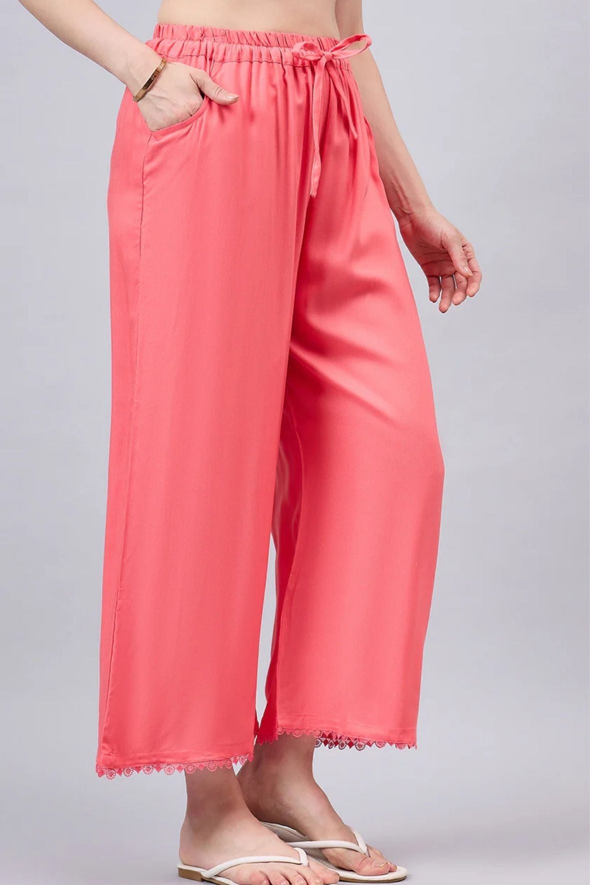 Peach Lace Palazzos