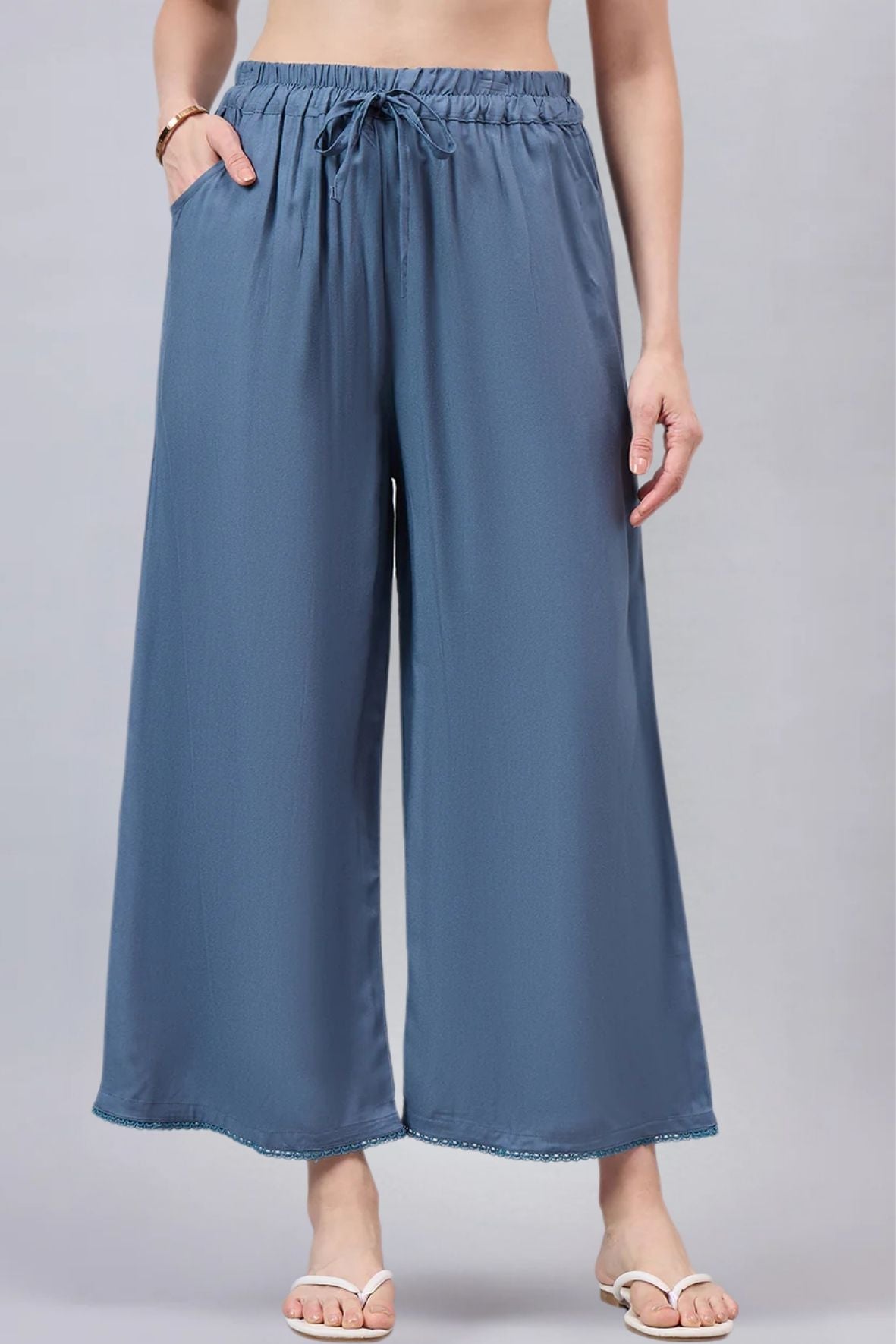 Light Grey Lace Palazzos