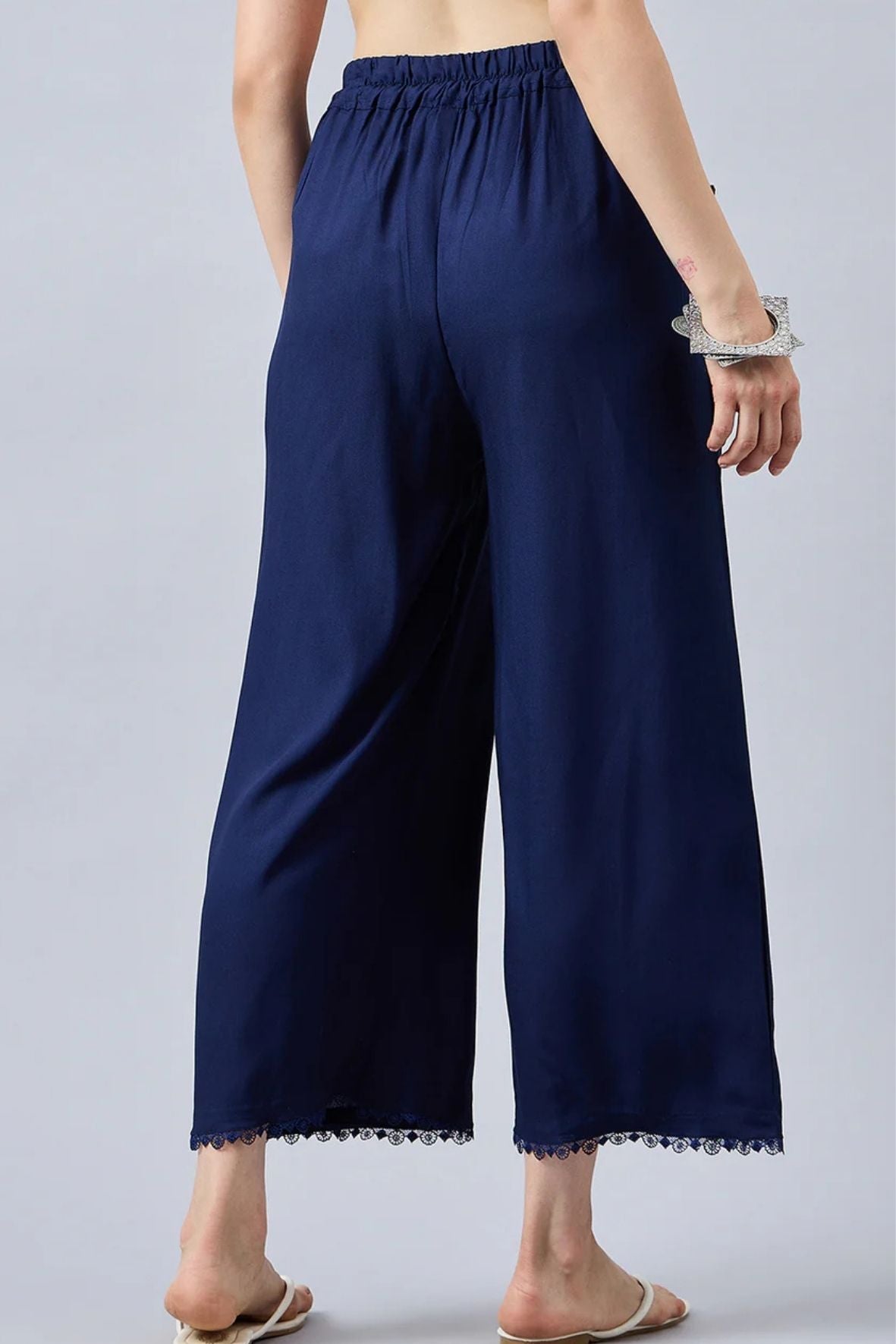 Navy Blue Lace Palazzos