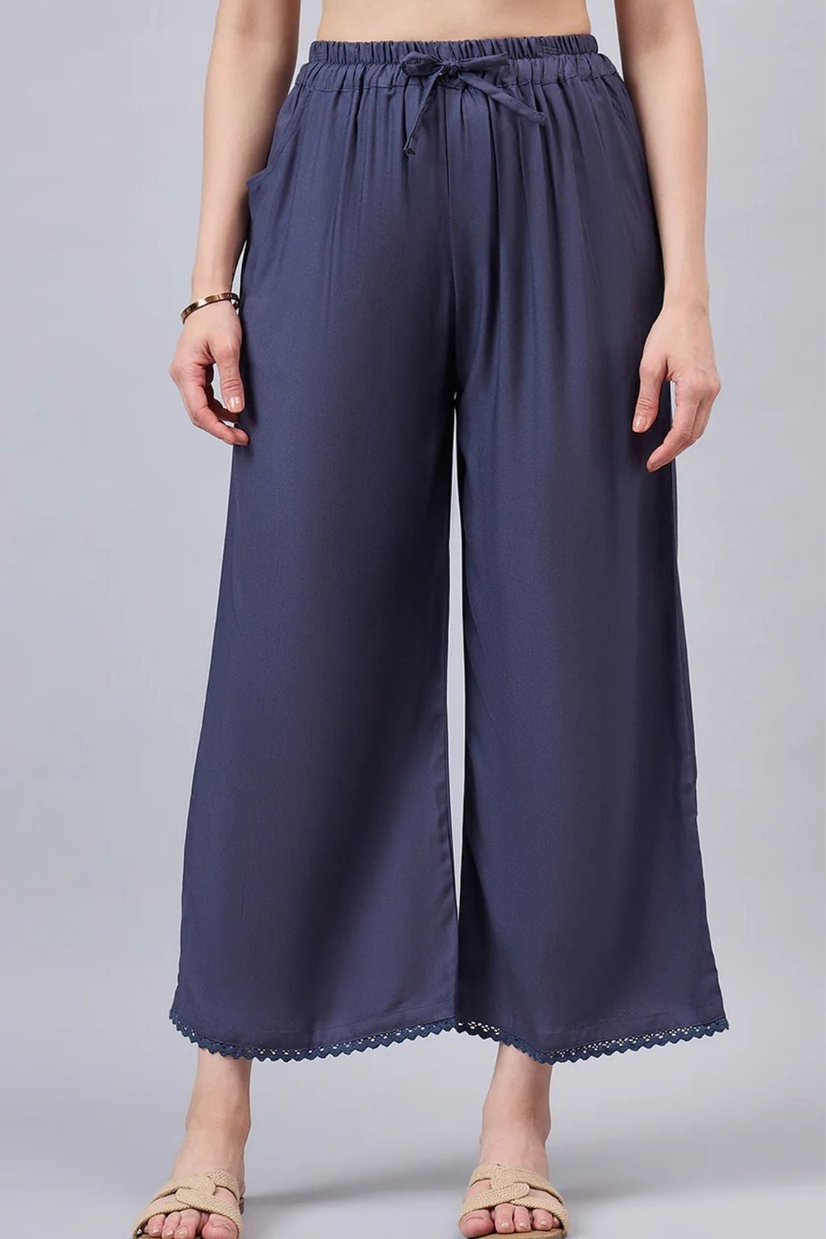 Dark Grey Lace Palazzos
