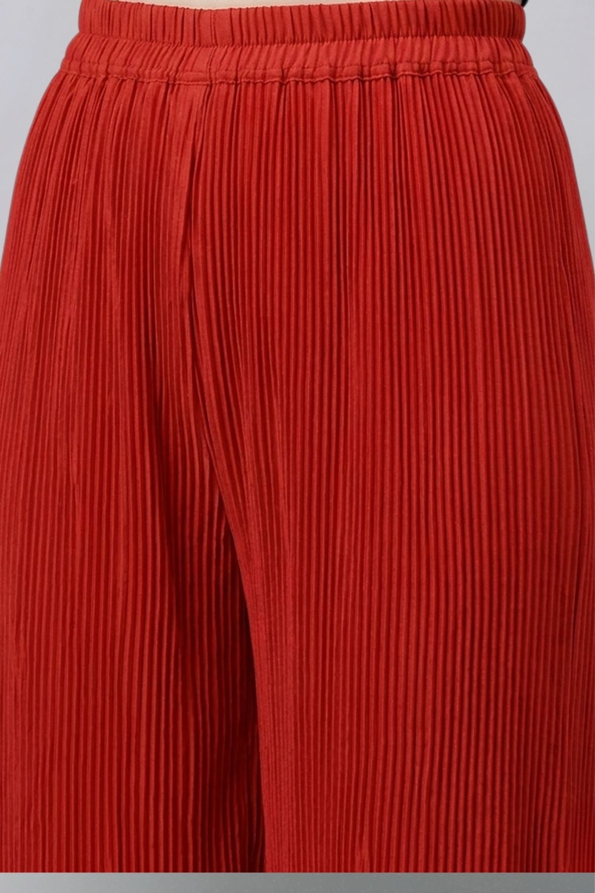 Red Pleated Chiffon Palazzo