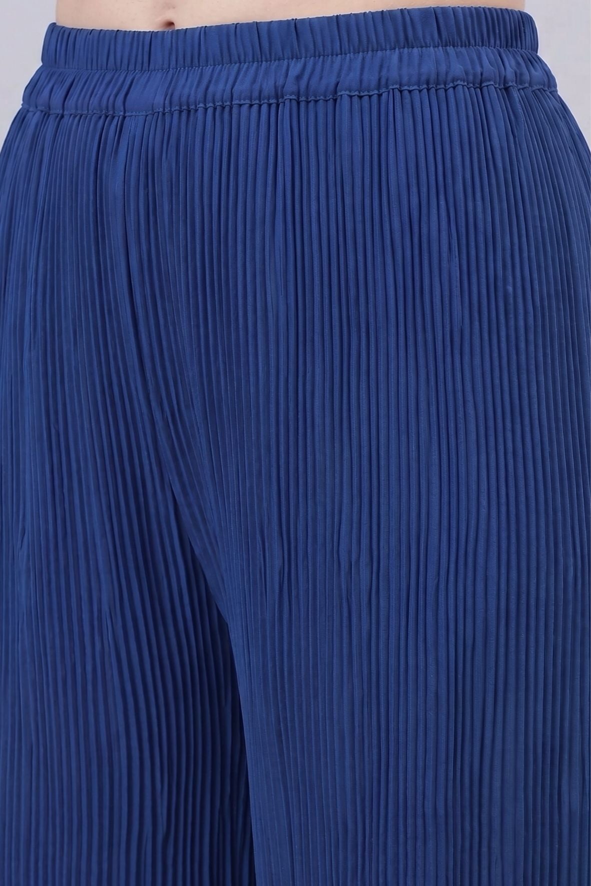 Royal blue Pleated Chiffon Palazzo