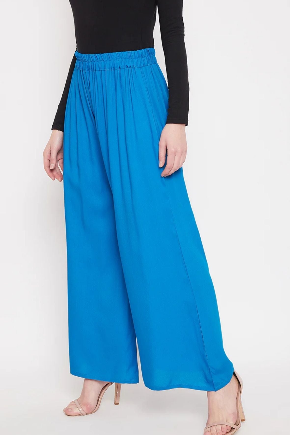 Sky Blue Plain Rayon Palazzo