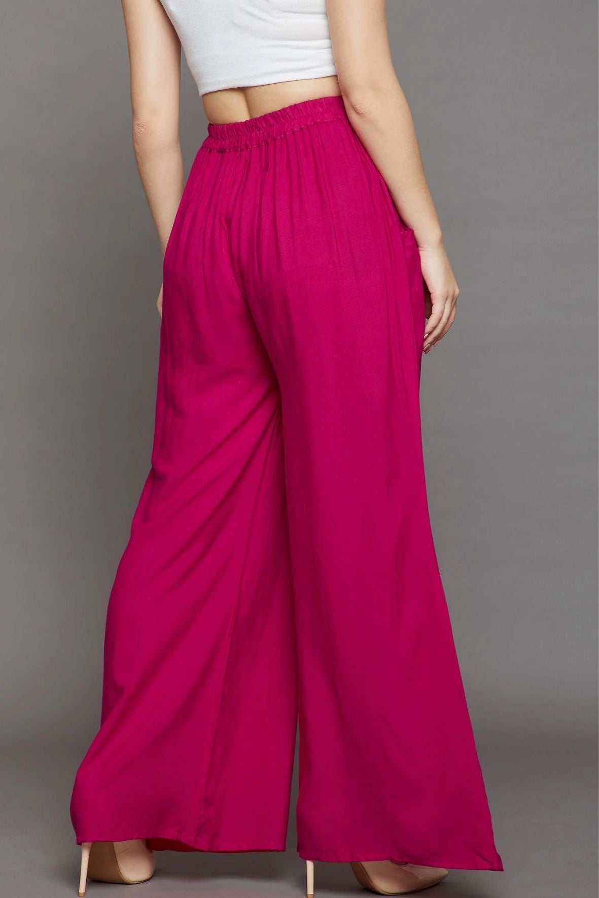 Rani Pink Plain Rayon Palazzo