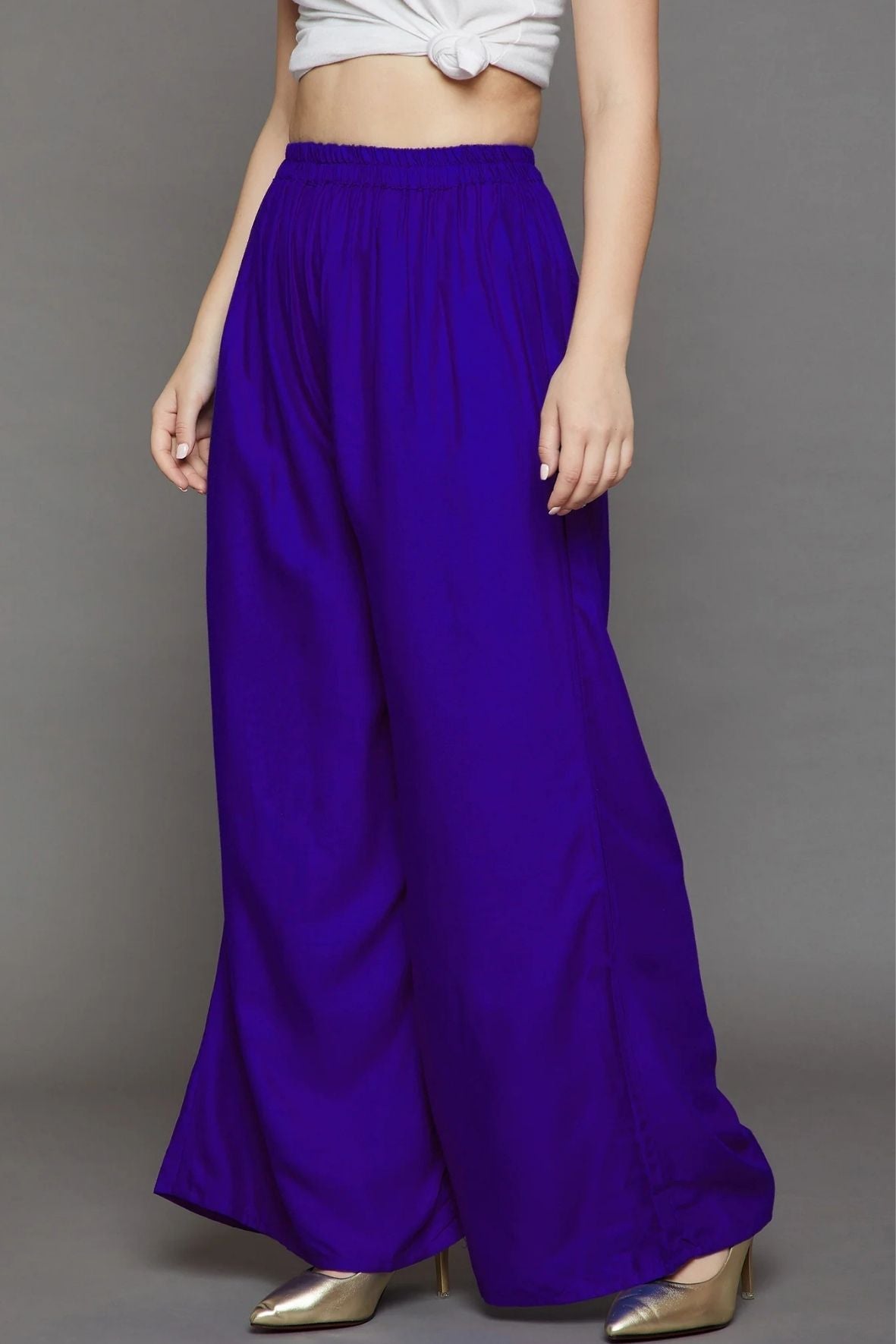 Royal Blue Plain Rayon Palazzo