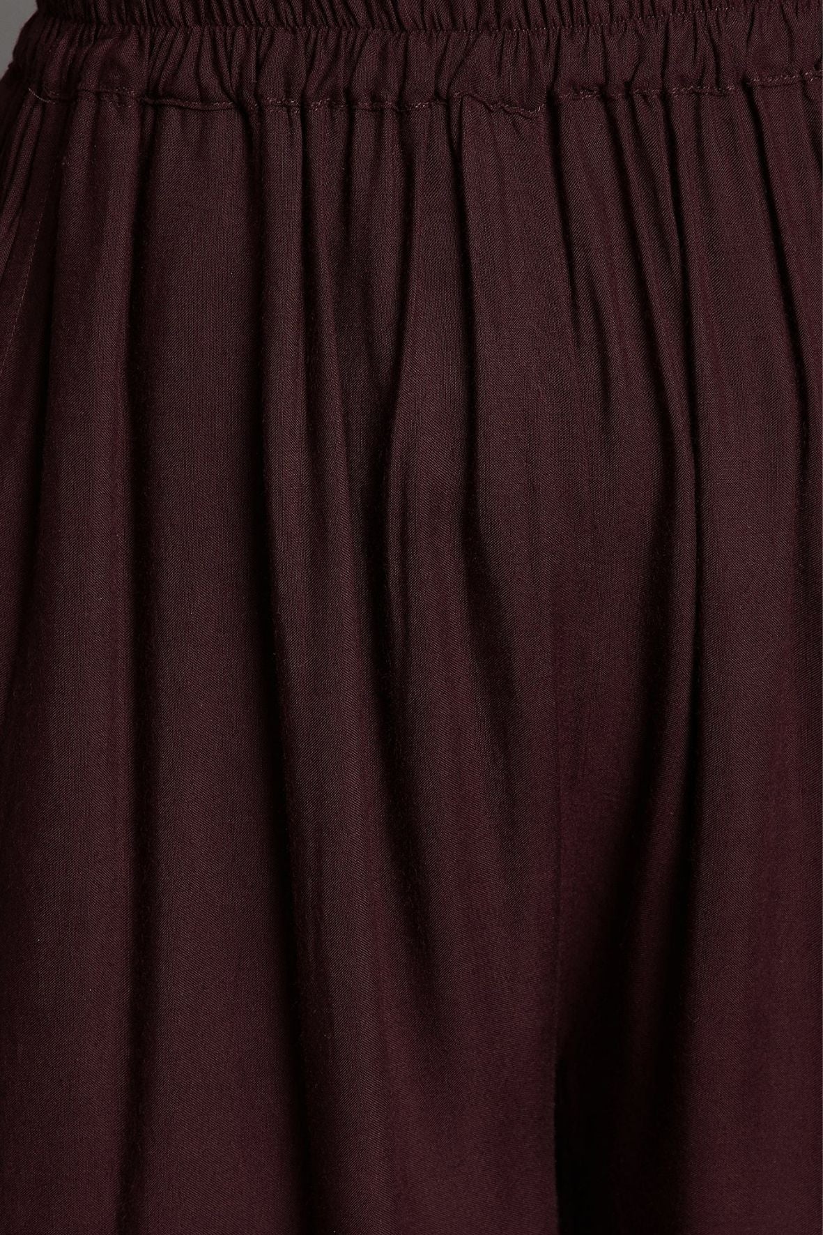 Brown Plain Rayon Palazzo
