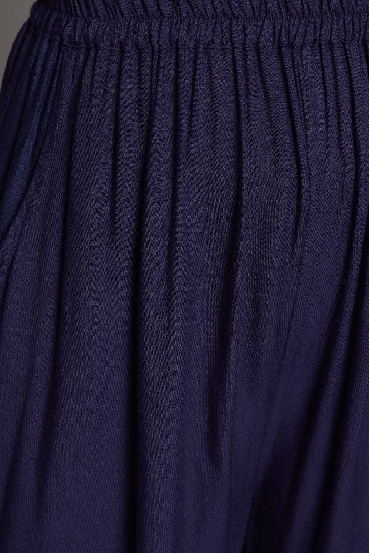 Navy Blue Plain Rayon Palazzo