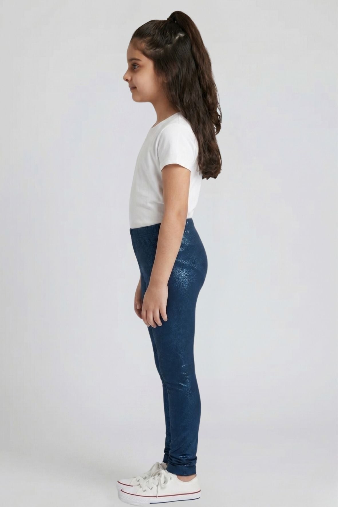 Blue Metallic Leggings