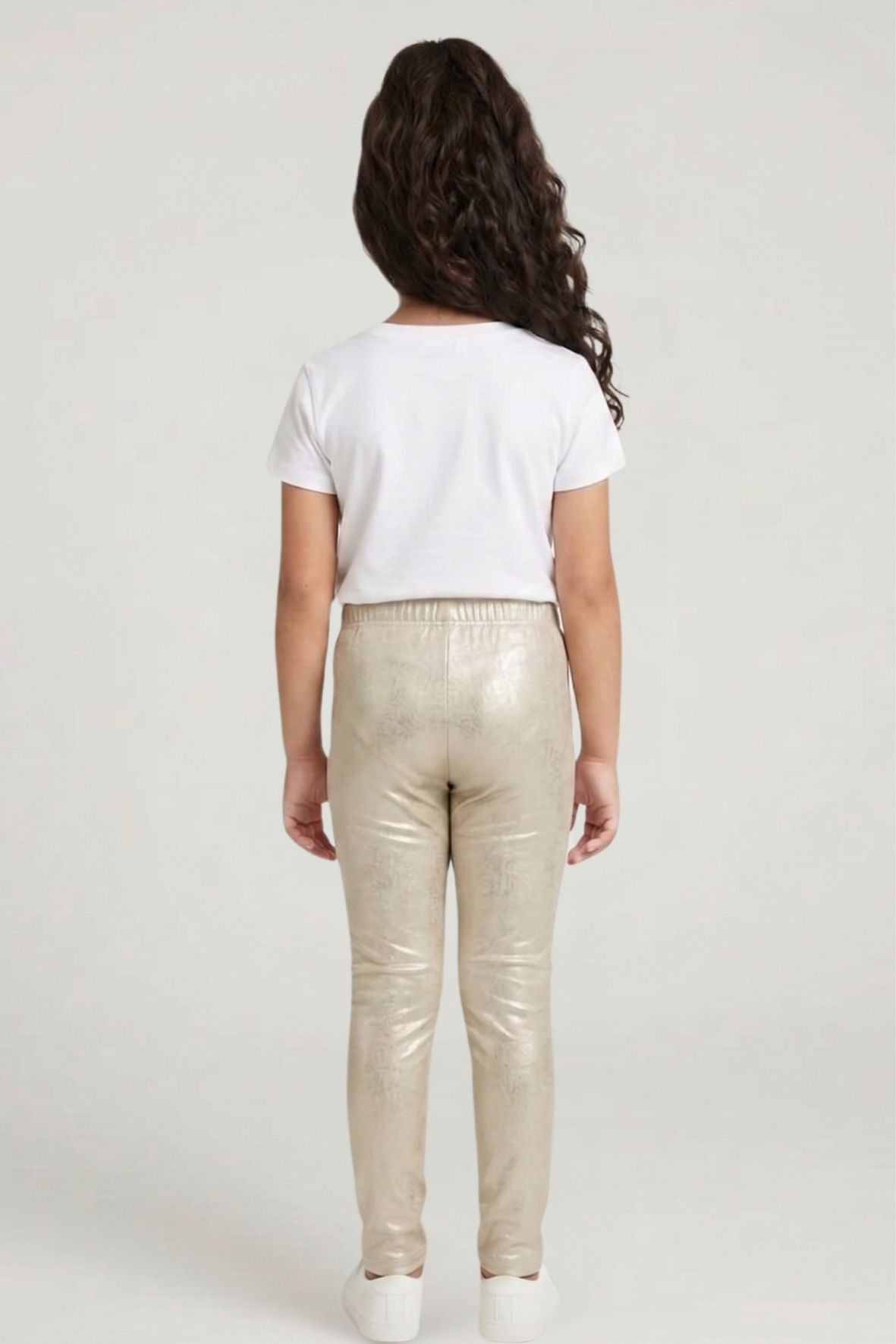 Cream Metallic Leggings