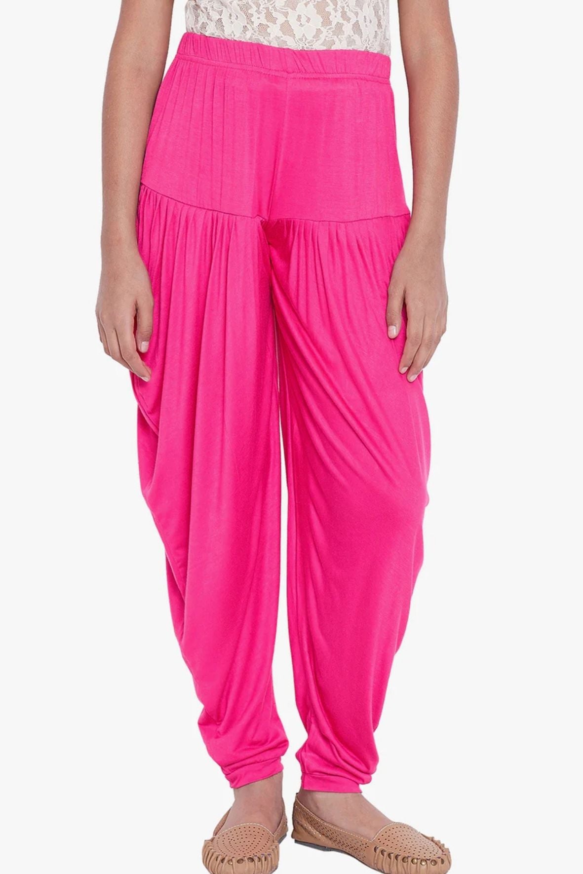 Dark Pink Viscose Dhoti Pants