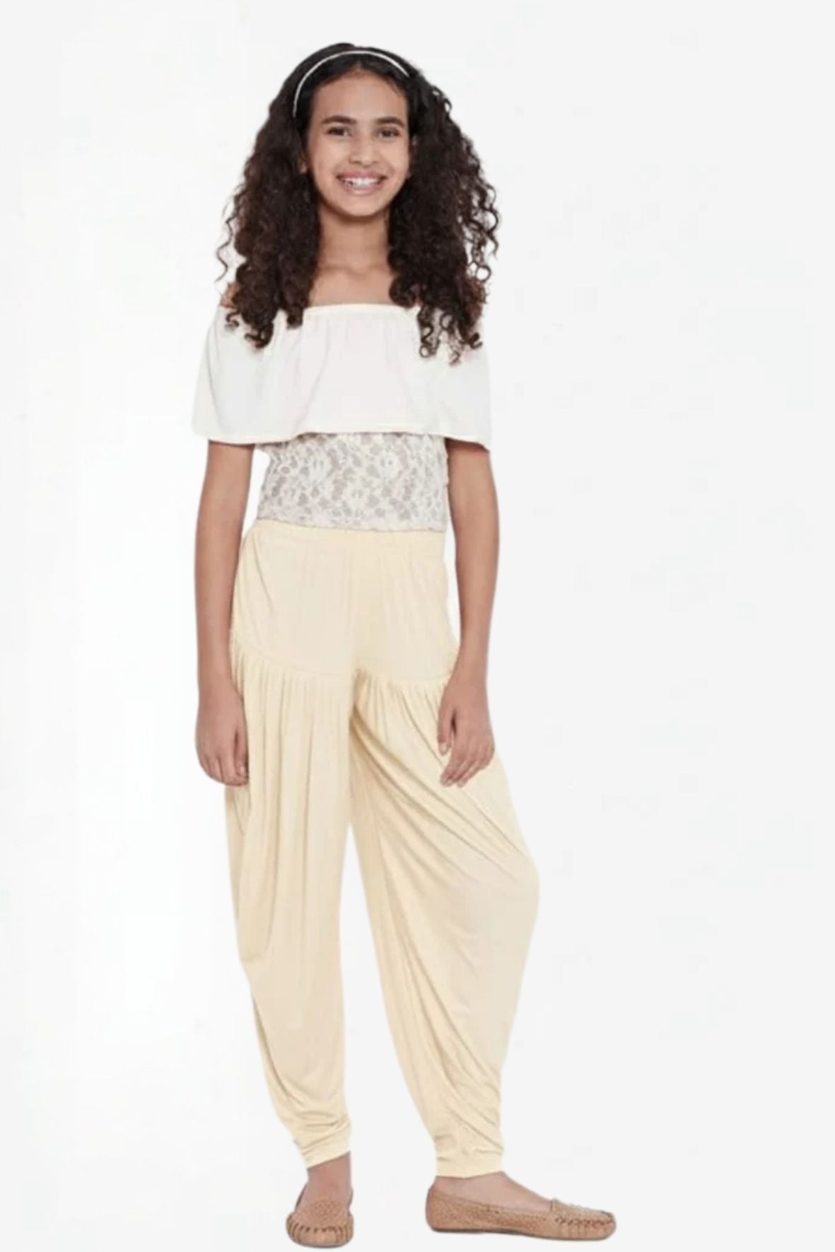 Cream Viscose Dhoti Pants