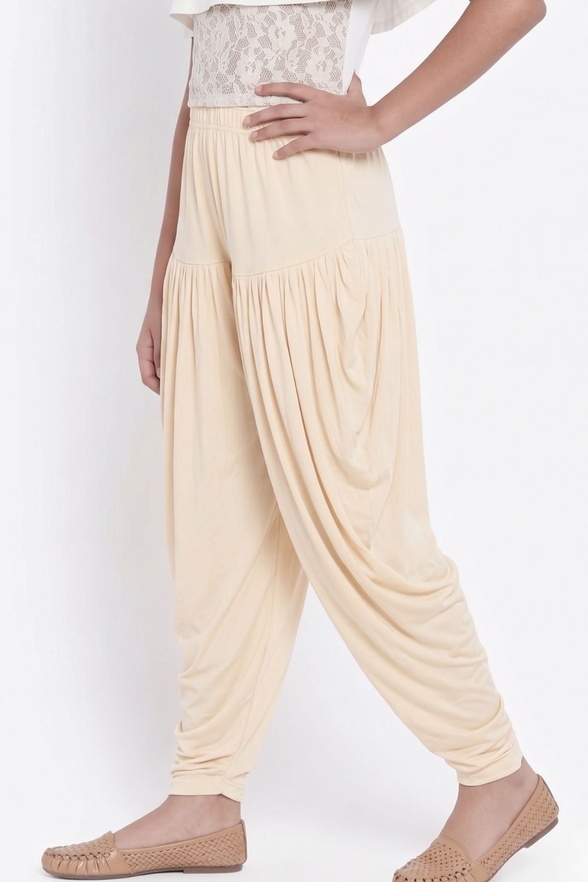 Cream Viscose Dhoti Pants