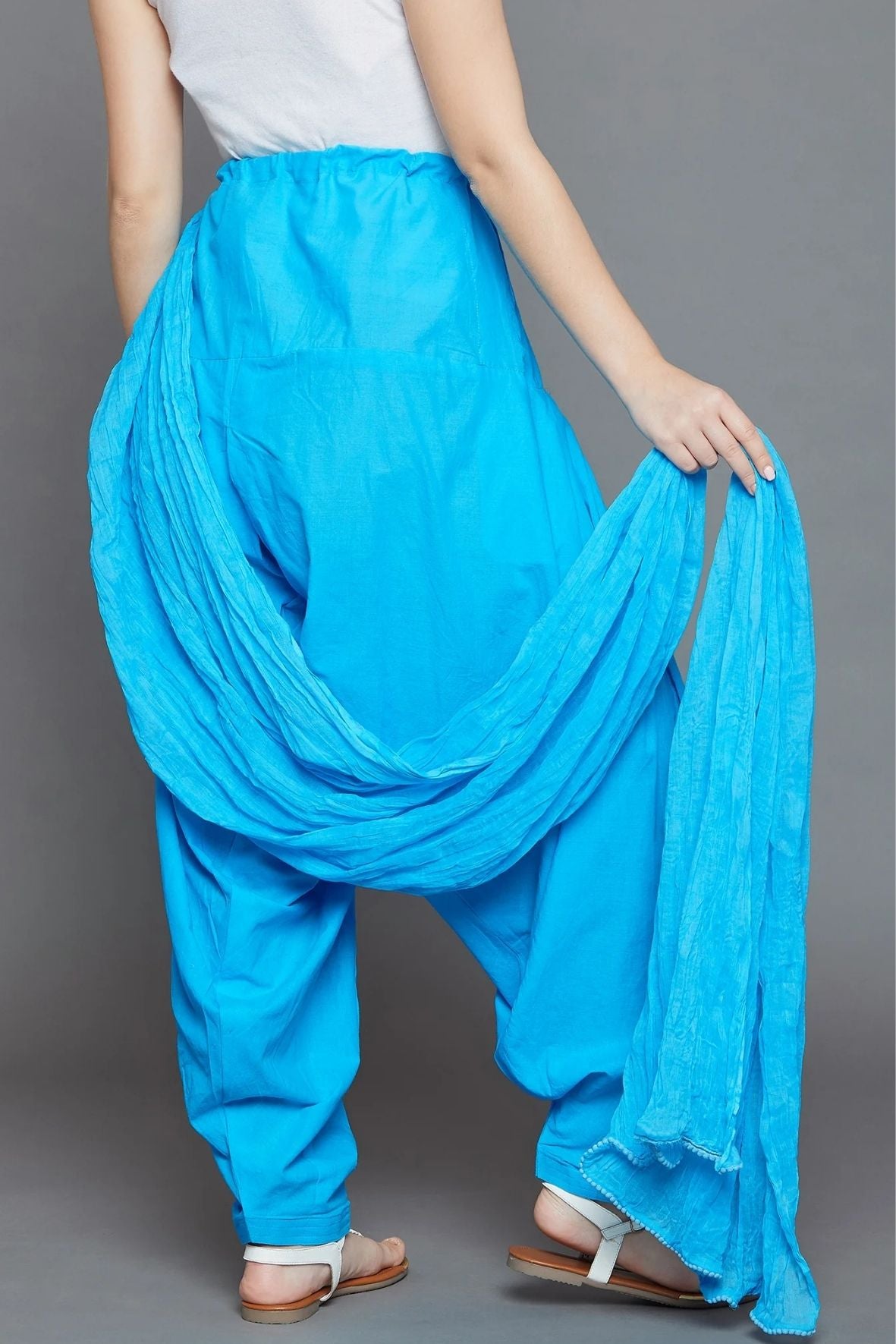 Sky Blue Cotton Pain Patiala with Dupatta
