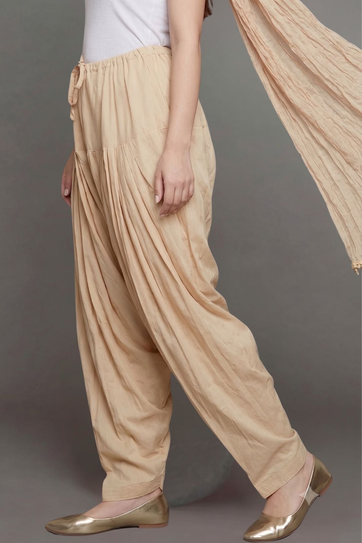 Desert Sand Plain Cotton Patiala with Dupatta