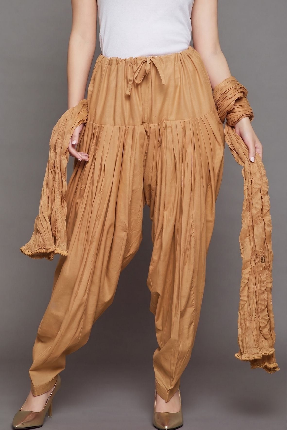 Skin Plain Cotton Patiala with Dupatta
