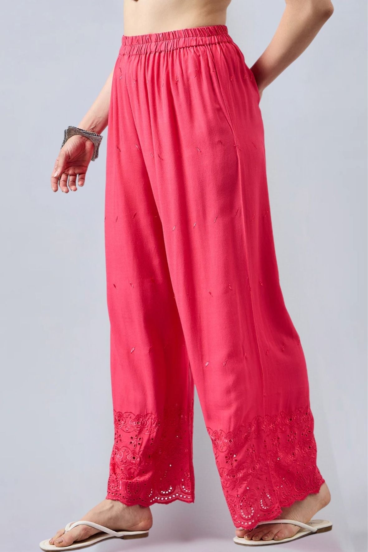 Peach Chikankari Palazzo