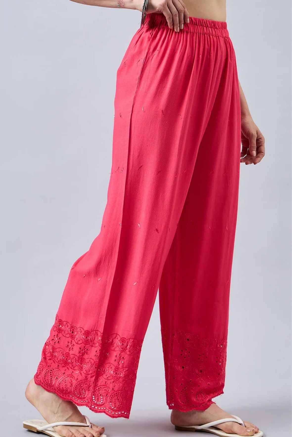 Peach Chikankari Palazzo