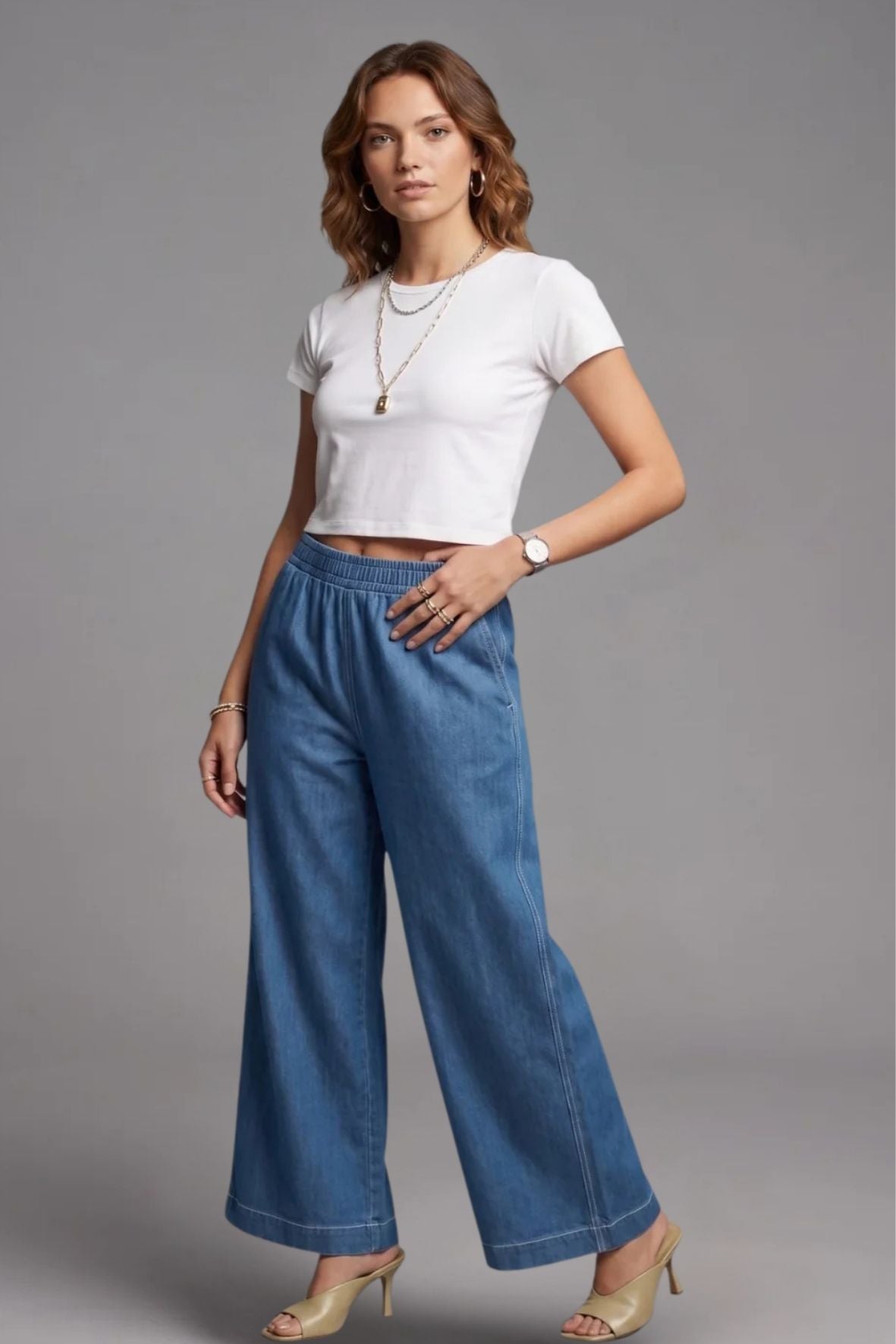 Stone Denim Palazzo