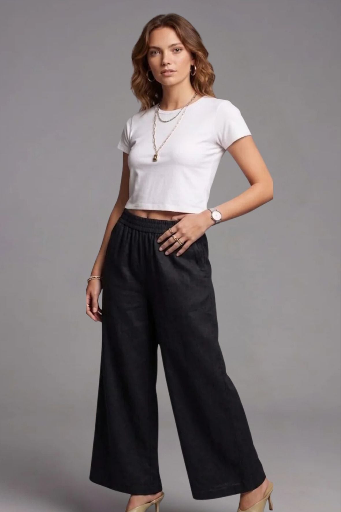 Black Denim Palazzo
