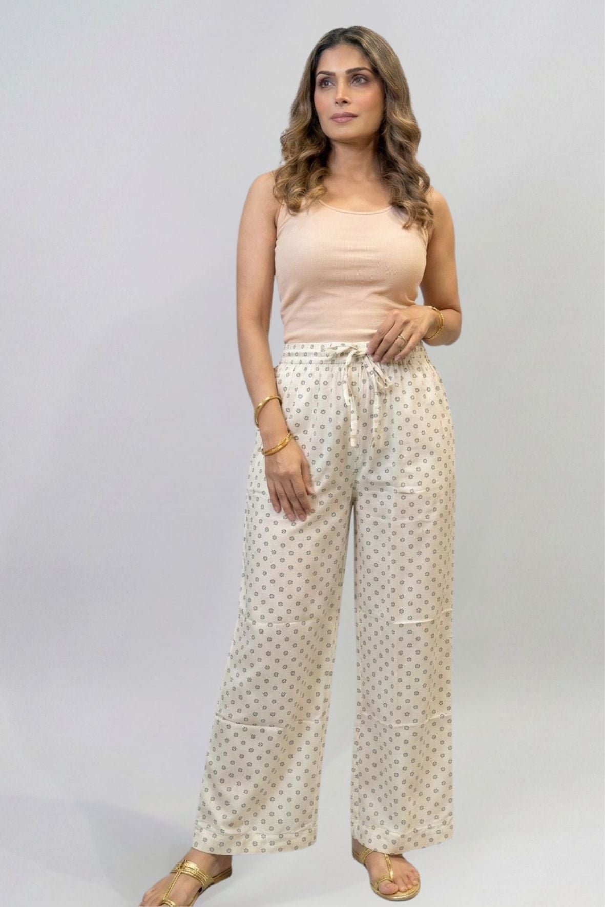 Ivory Micro Dot Printed Palazzo