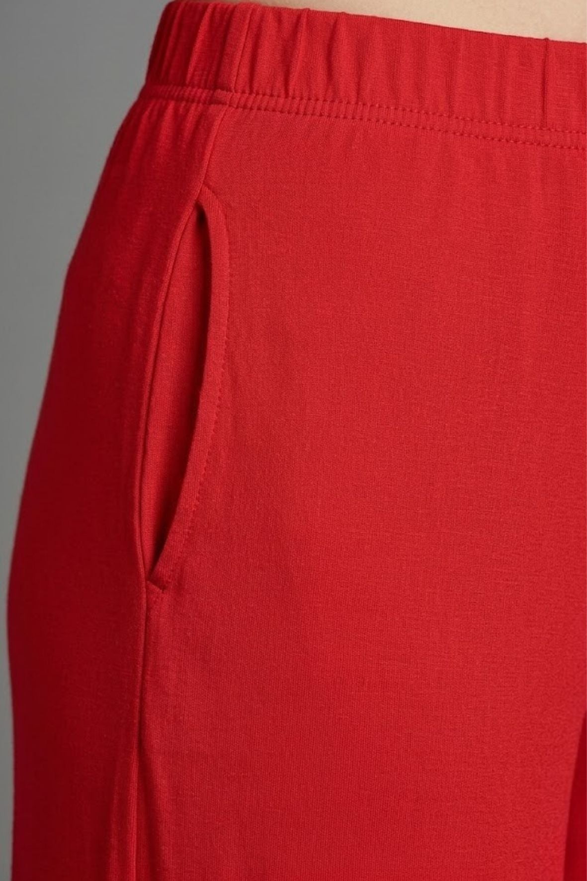 Red Plain Viscose Palazzo