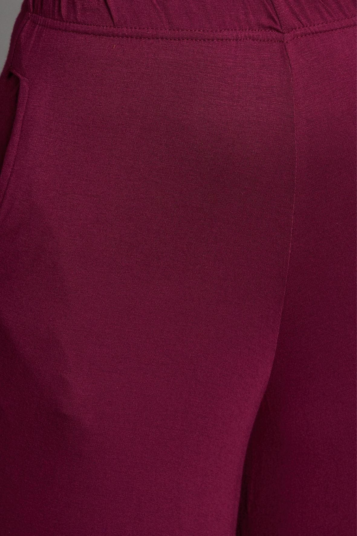 Maroon Plain Viscose Palazzo