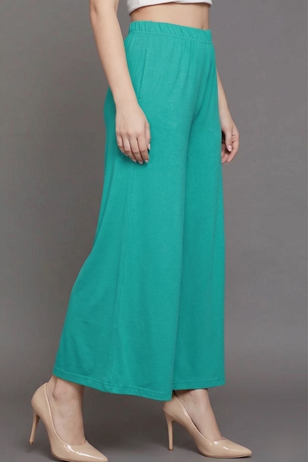 Rama Green Plain Viscose Palazzo
