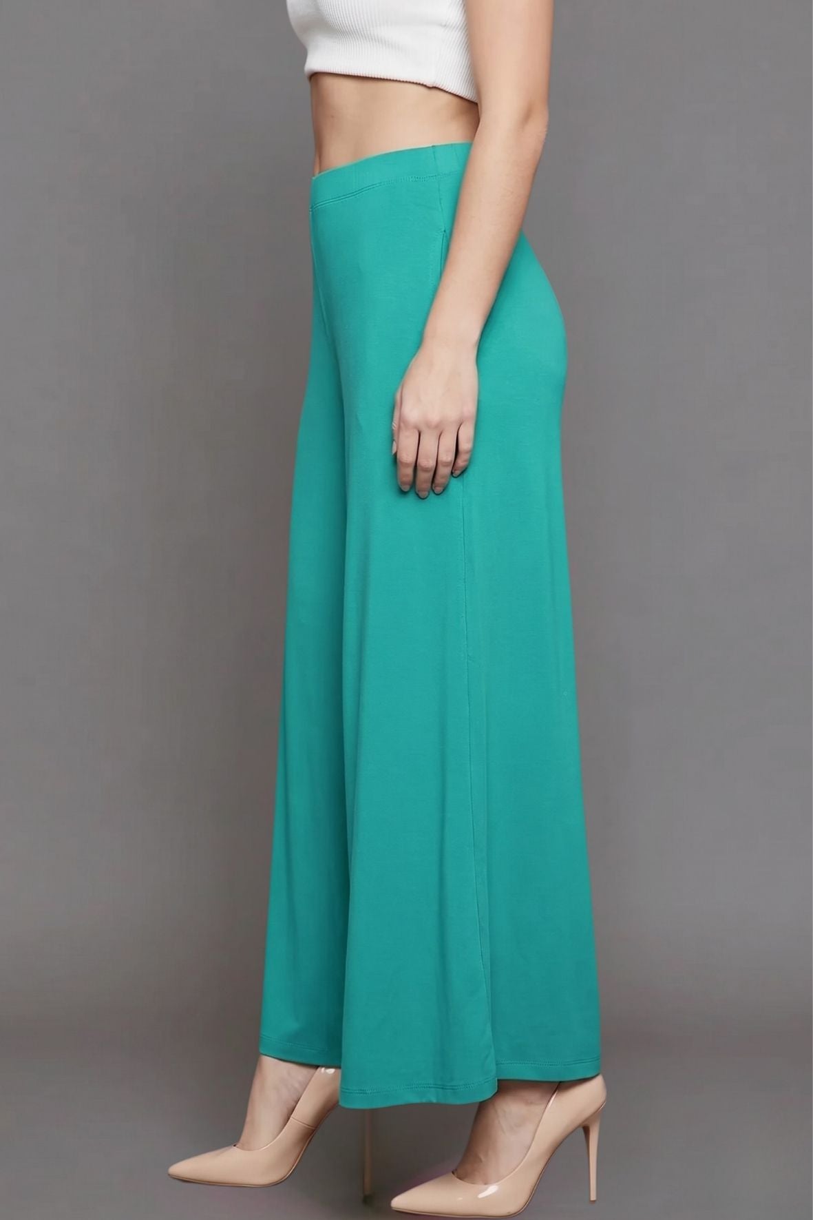 Rama Green Plain Viscose Palazzo
