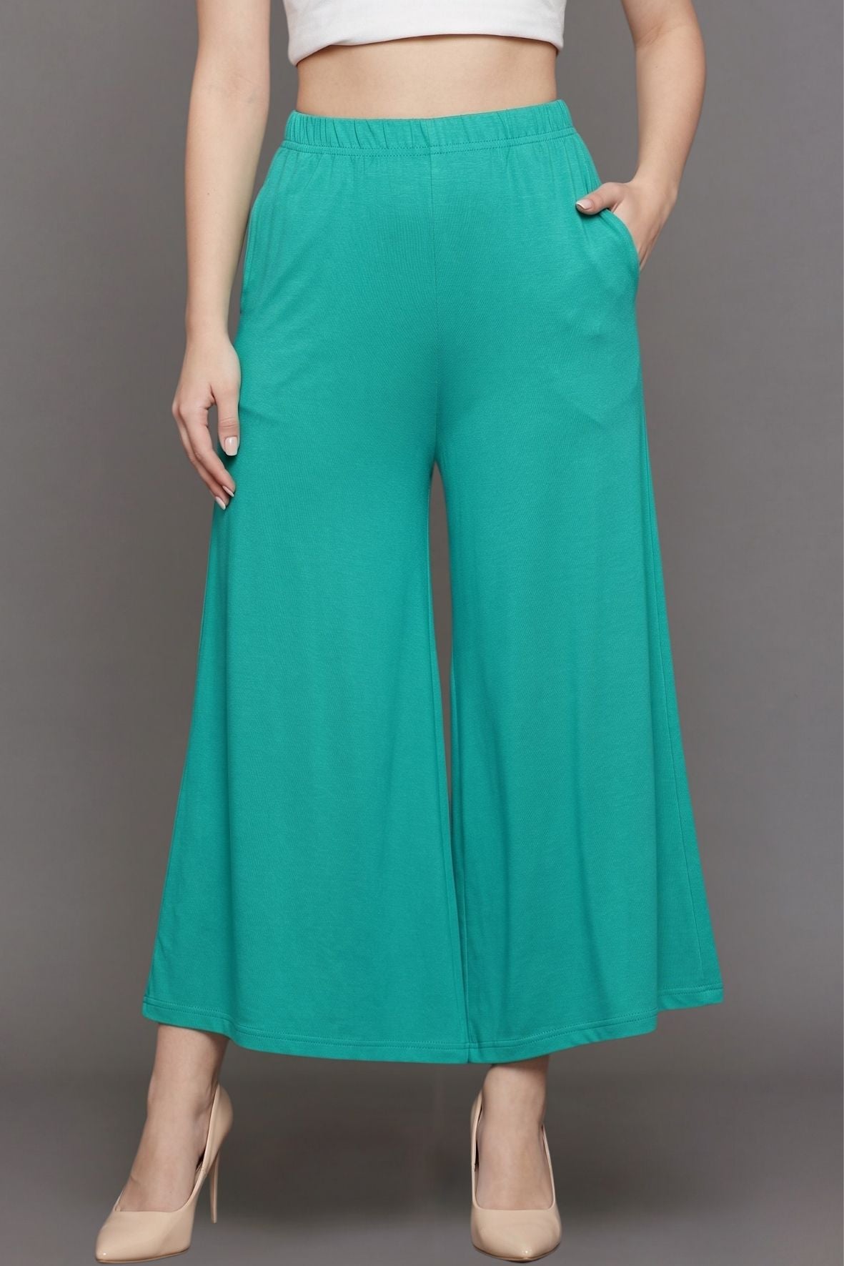 Rama Green Plain Viscose Palazzo