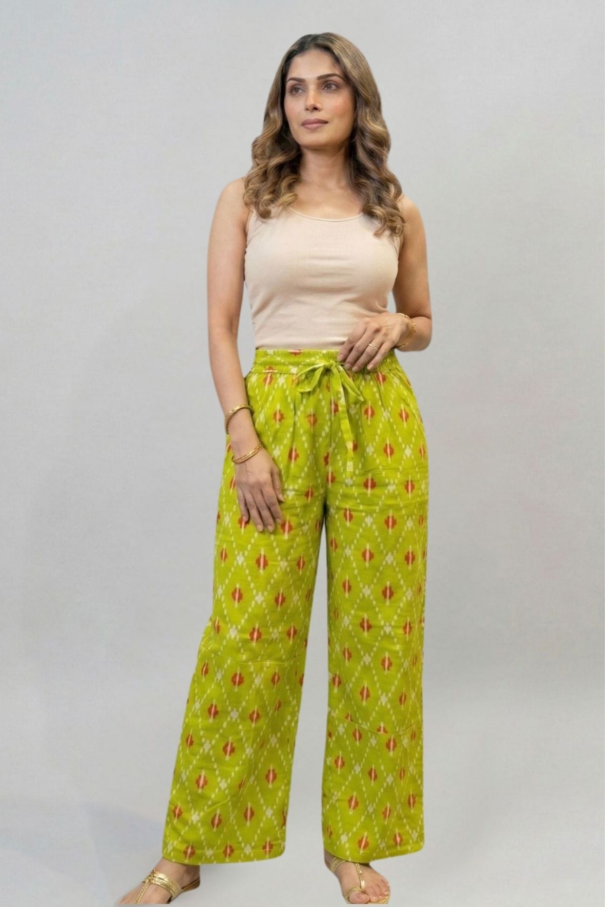Lime Ikat Printed Palazzo