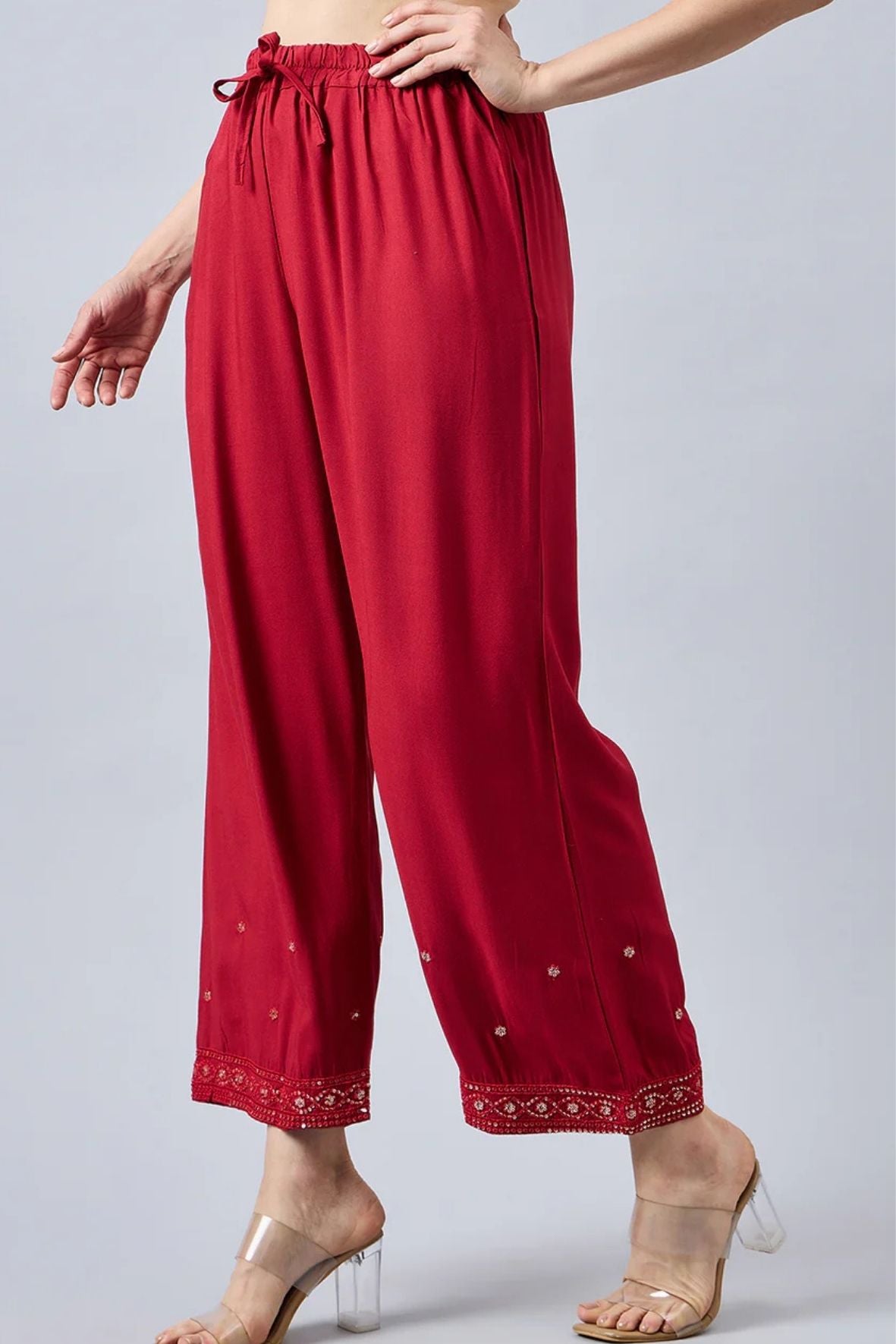 Maroon Embellished Palazzo
