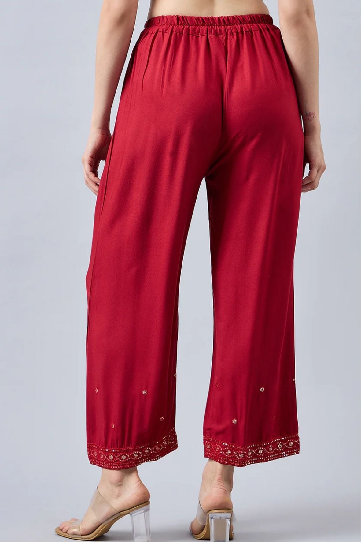 Maroon Embellished Palazzo