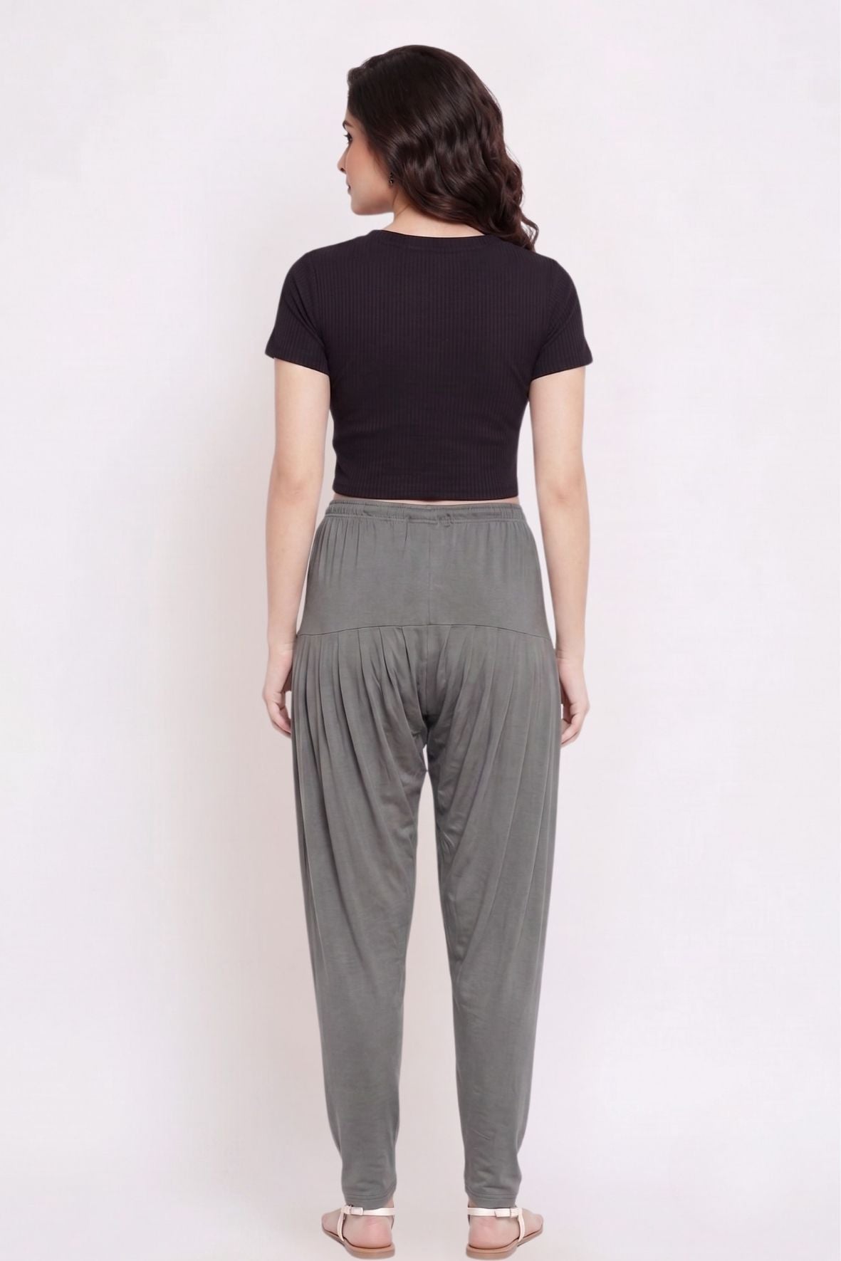 Dark Grey Plain Viscose Patiala