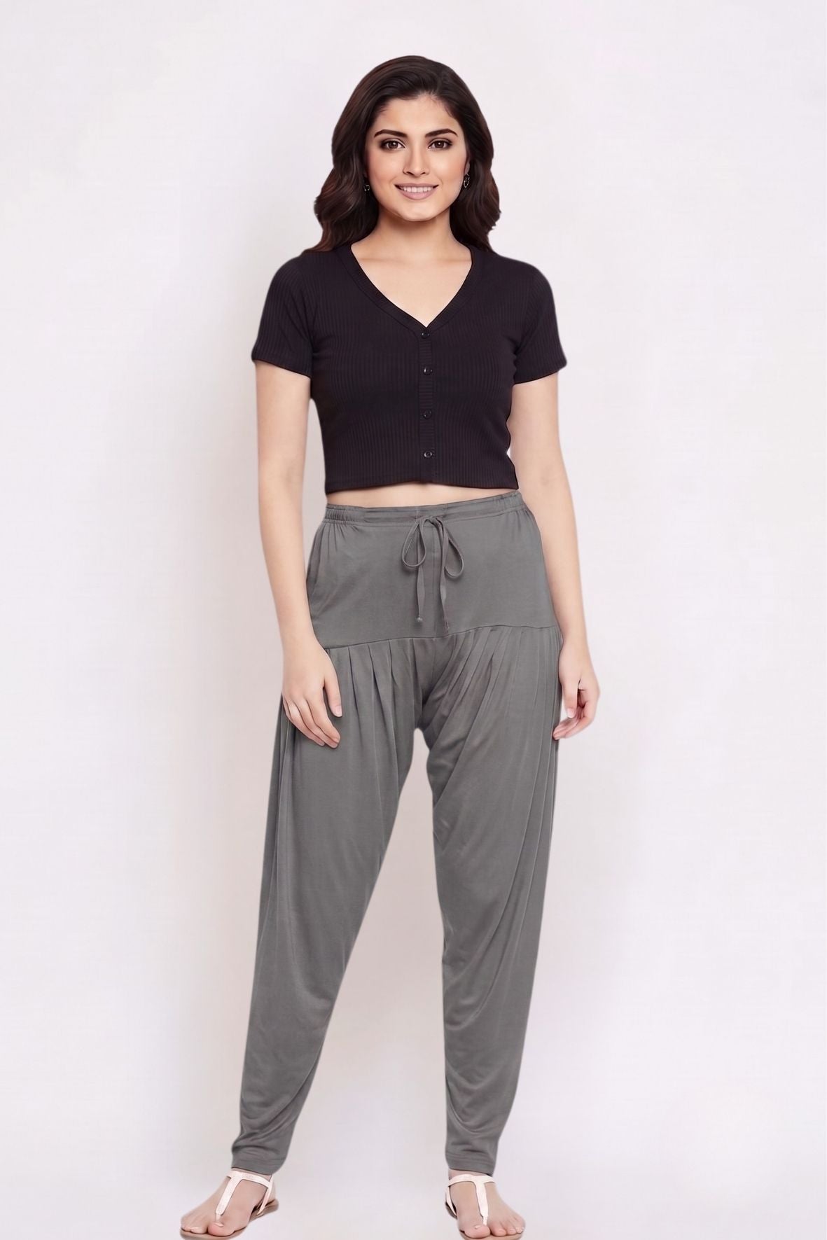 Dark Grey Plain Viscose Patiala