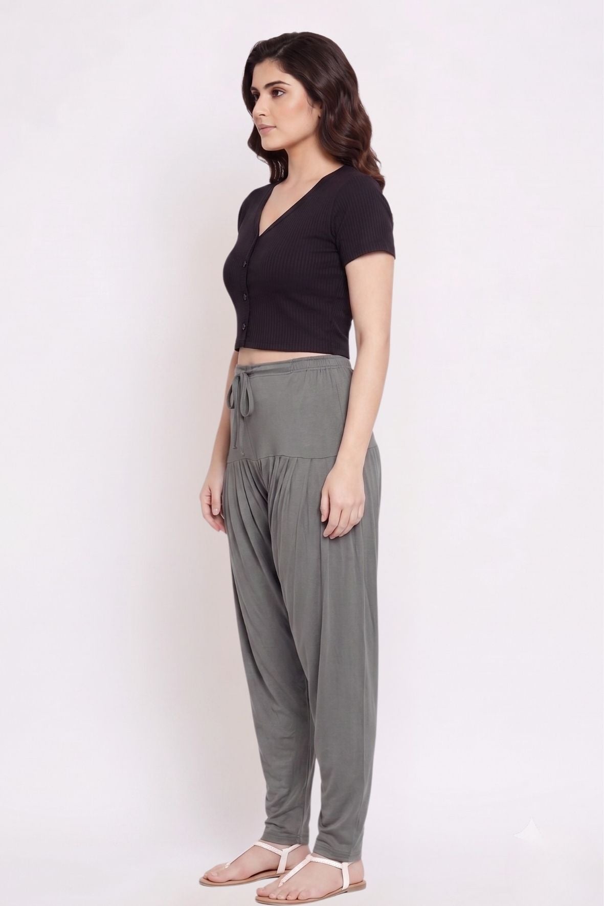 Dark Grey Plain Viscose Patiala