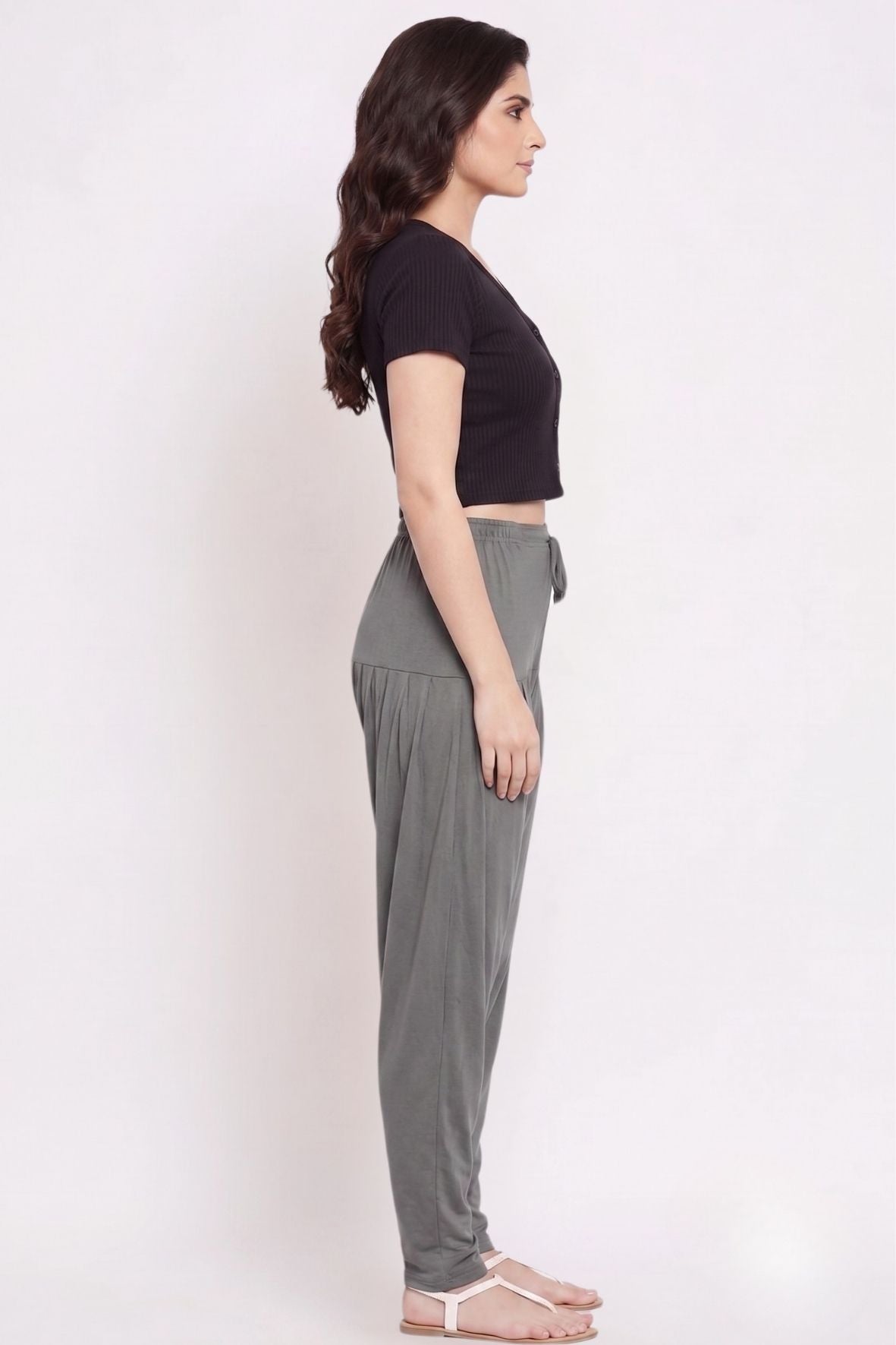 Dark Grey Plain Viscose Patiala