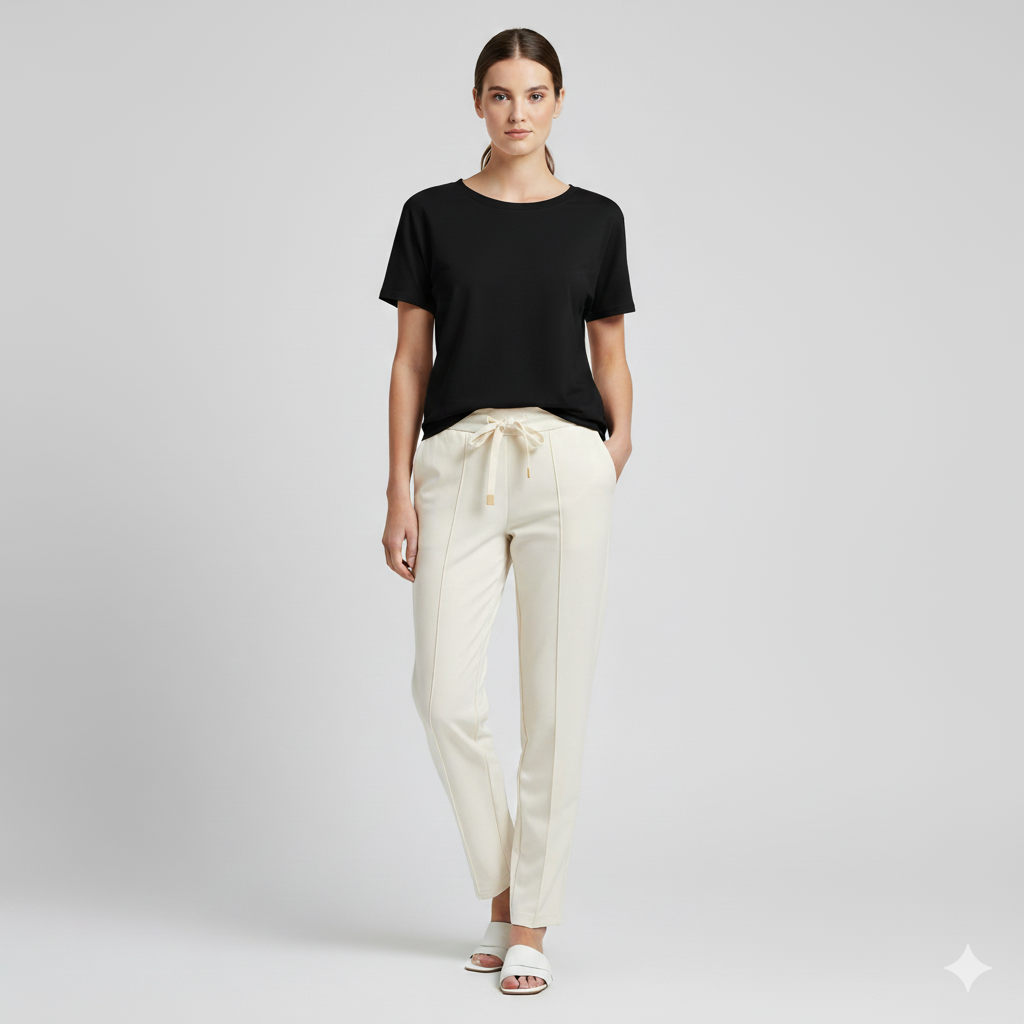 Cream Parallel Pant with 2 Side Pockets